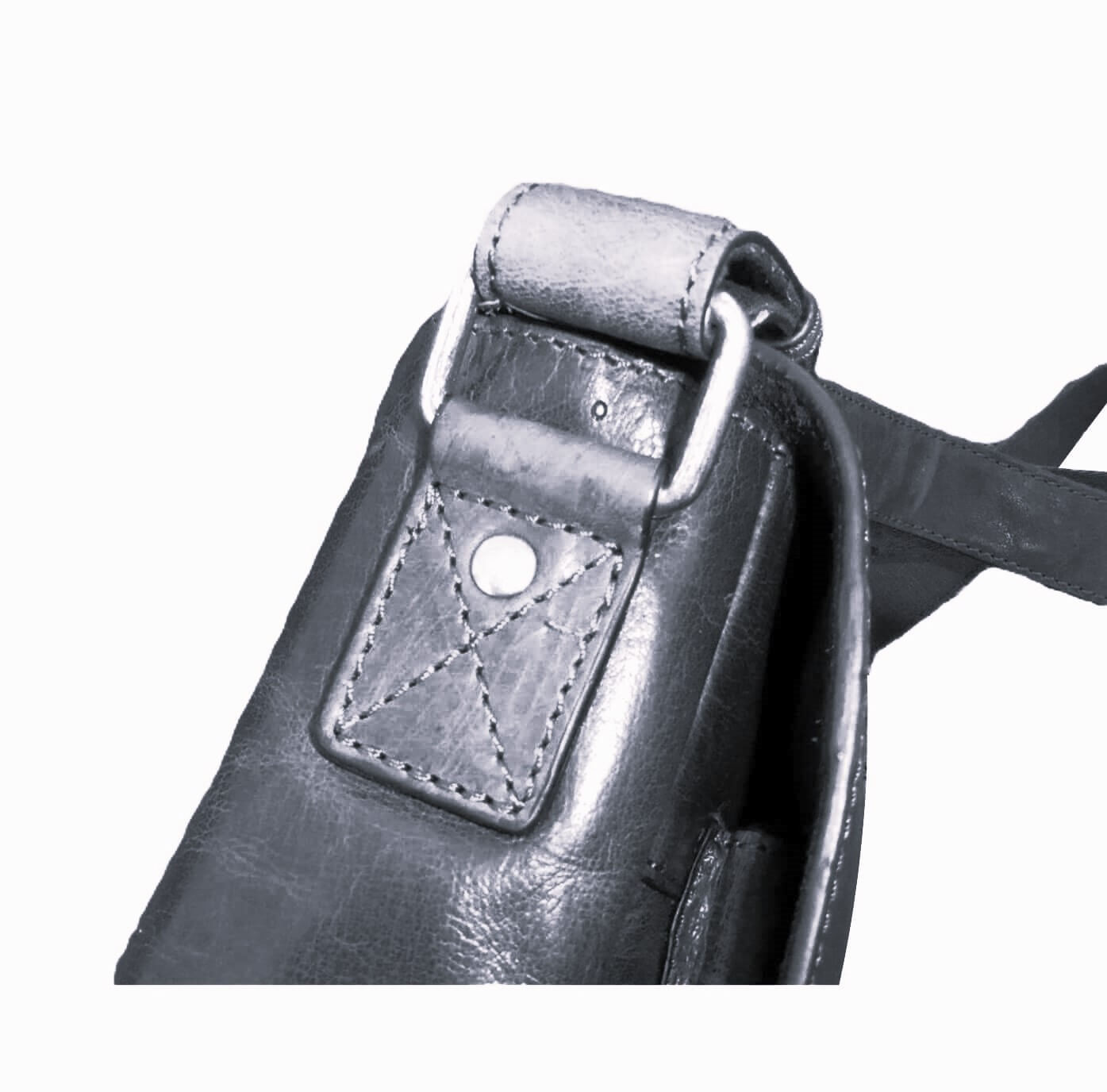 Pierre Cardin Men's Rustic Leather Messenger Bag in Black