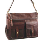 Pierre Cardin Men's Rustic Leather Business - Laptop Bag in Chestnut