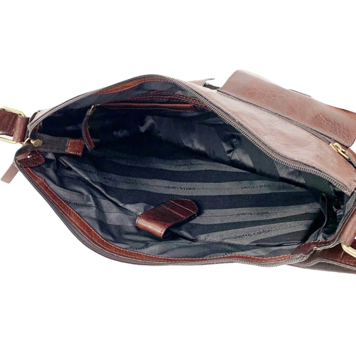 Pierre Cardin Men's Rustic Leather Business - Laptop Bag in Chestnut