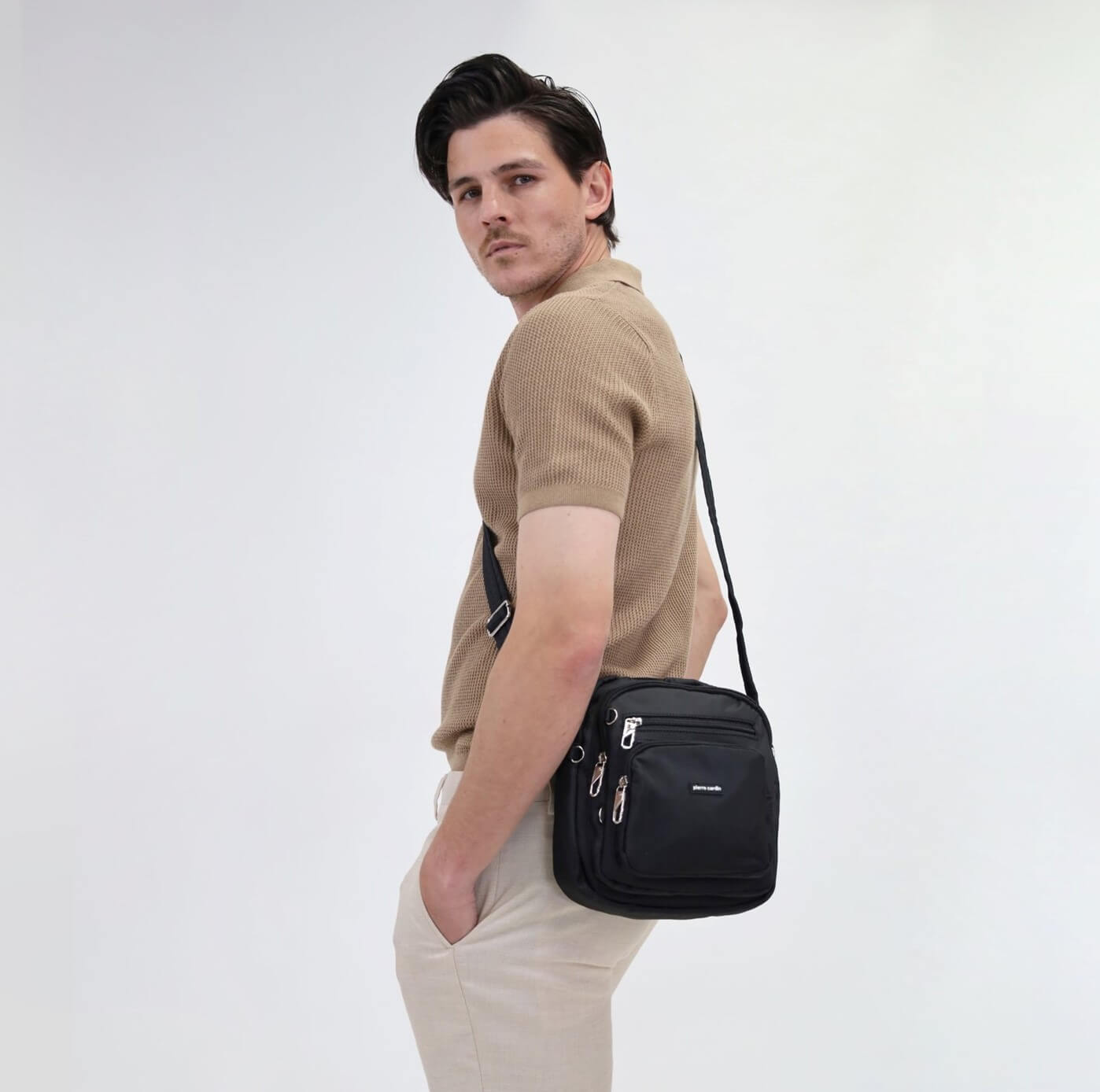 Pierre Cardin PC2890 Anti-Theft Nylon Cross Body Bag/Black