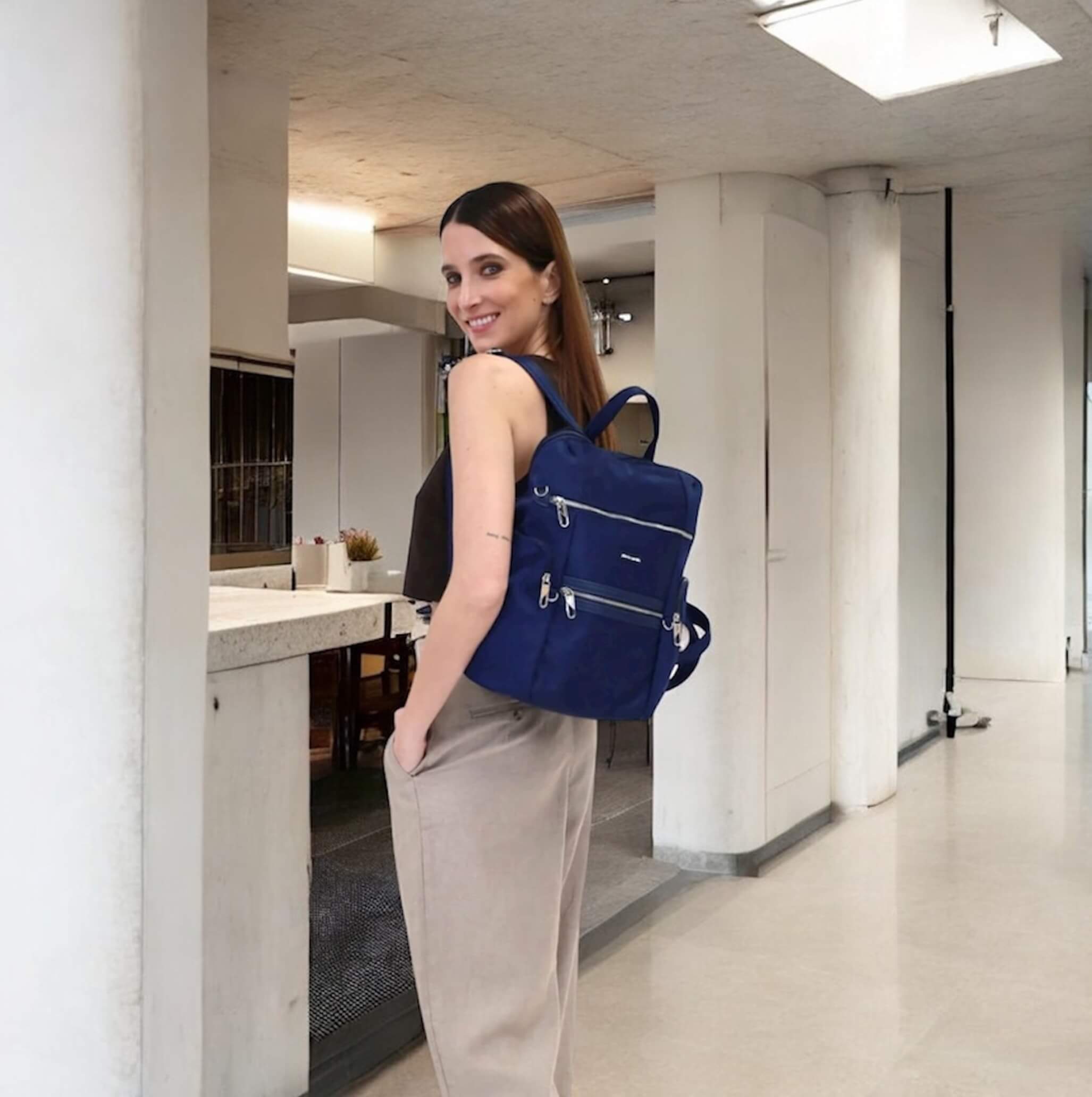 Pierre Cardin PC2891 Nylon Anti-Theft-RFID Backpack/Navy