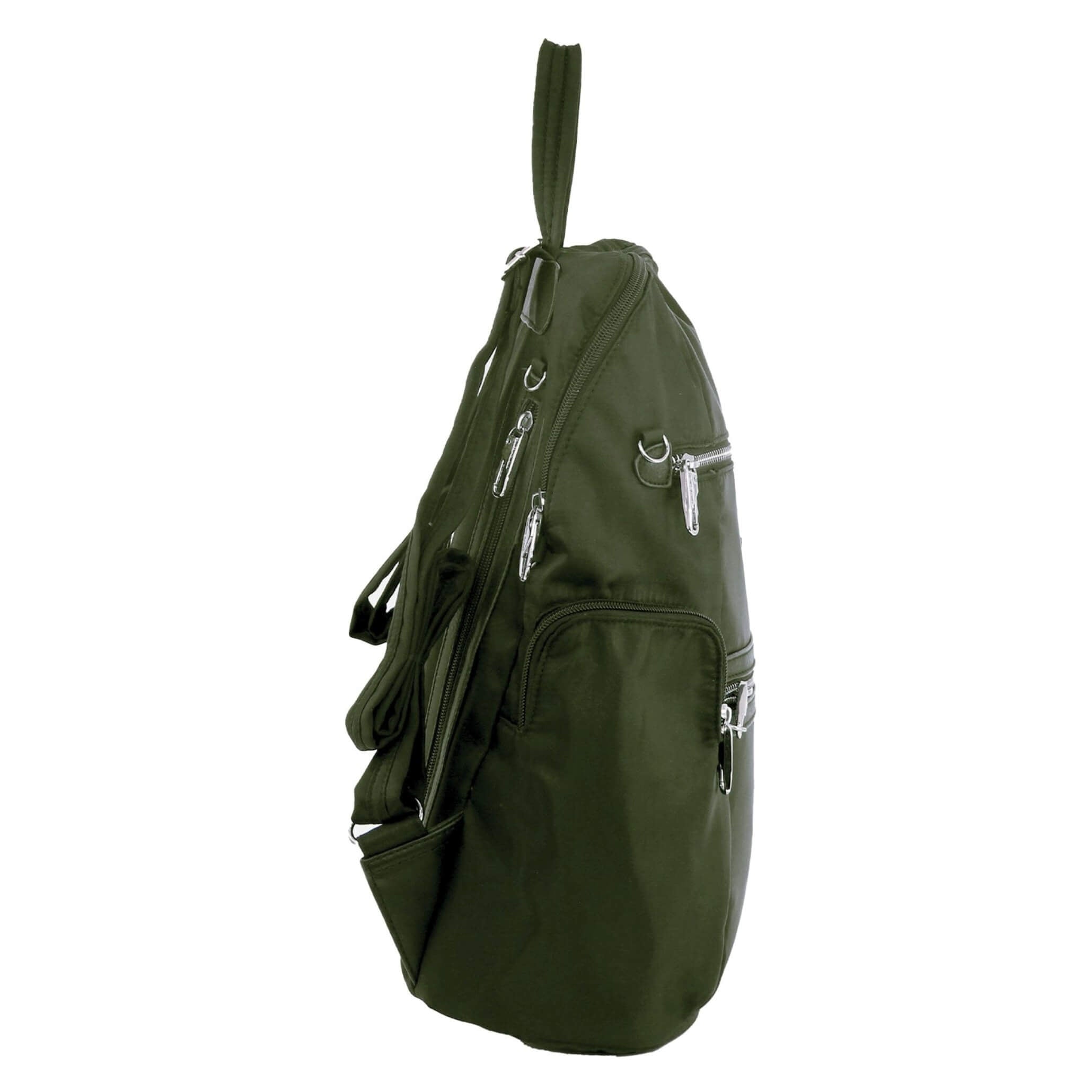 Pierre Cardin Nylon Anti-Theft-RFID Backpack in Olive