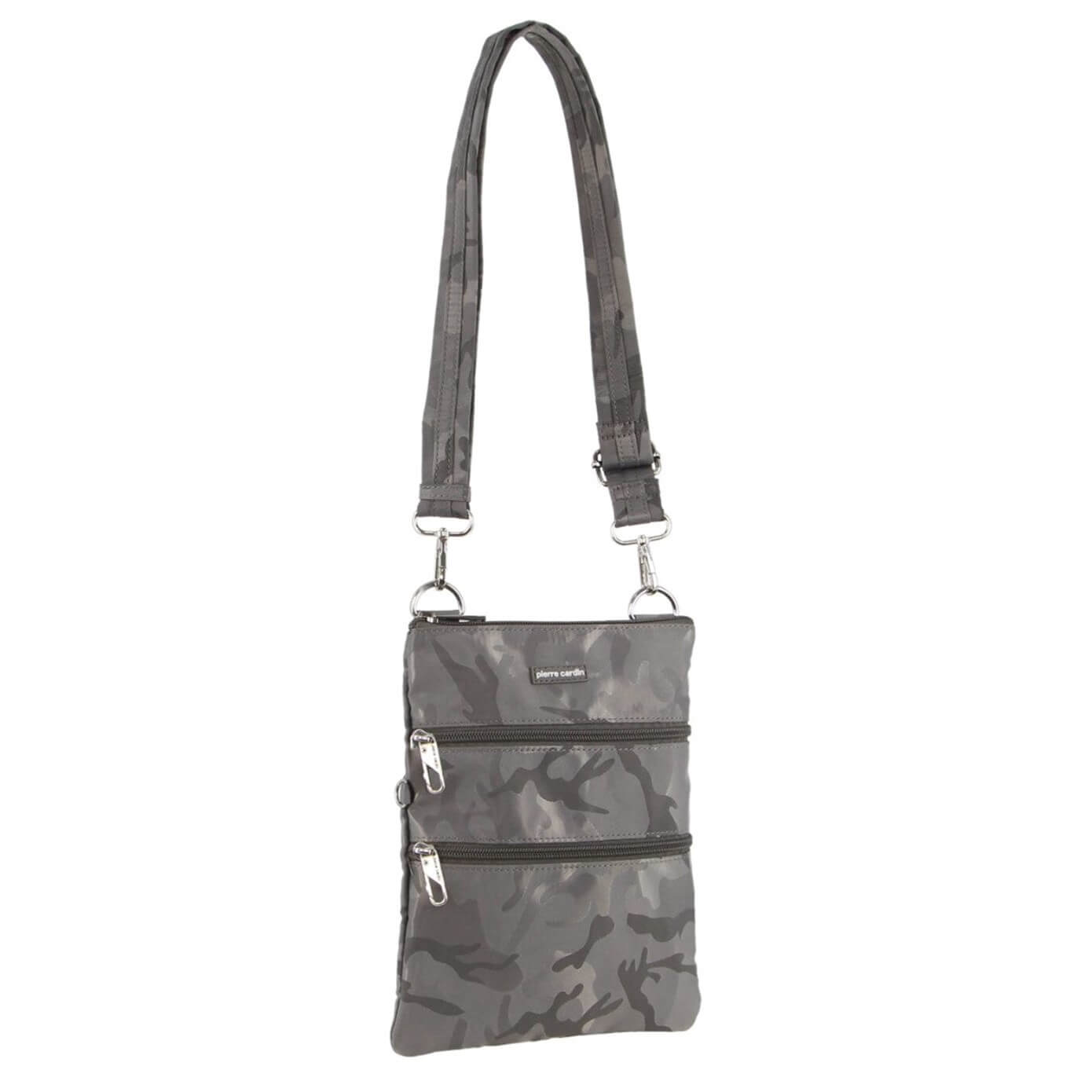 Pierre Cardin Nylon Anti-Theft RFID Crossbody Bag in Grey-Camo
