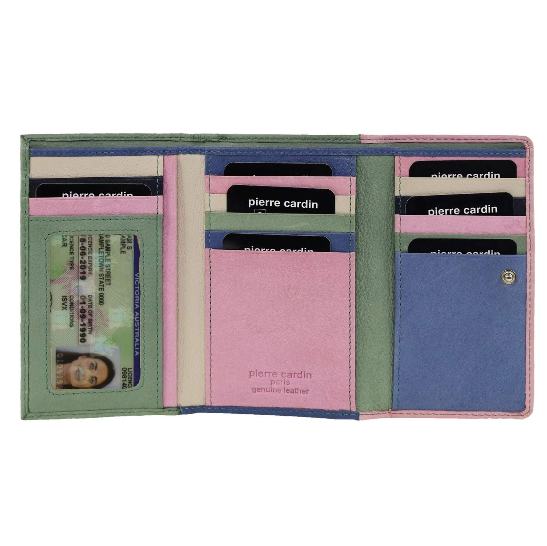 Pierre Cardin Multi-Colour Ladies Leather Tri-fold Wallet in Lavender