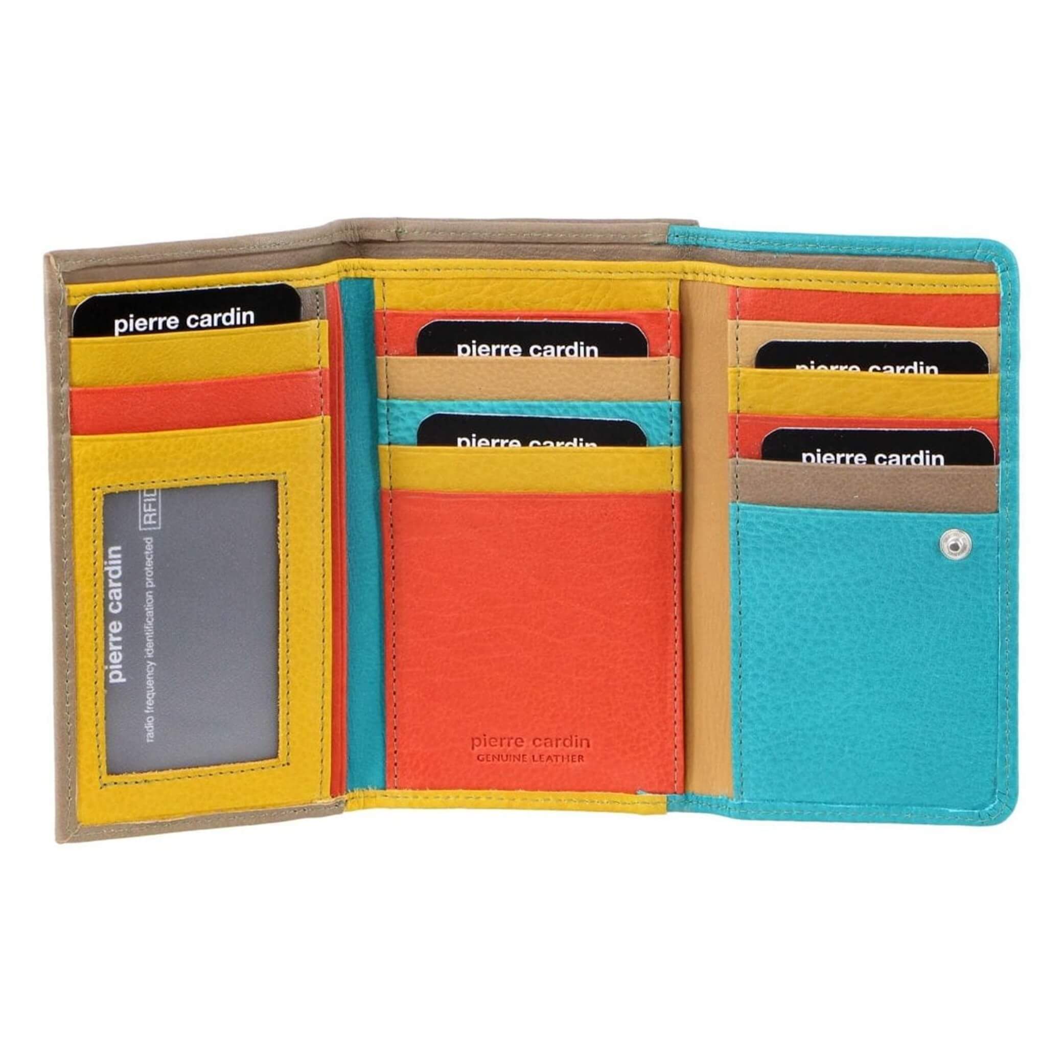 Pierre Cardin Multi-Colour Ladies Leather Tri-fold Wallet in Turquoise