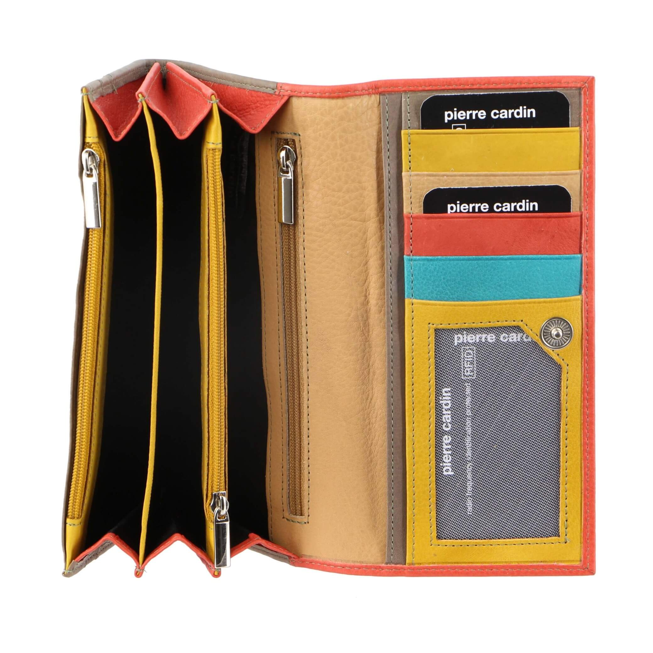 Pierre Cardin Multi-Colour Ladies Italian Leather Wallet in Orange