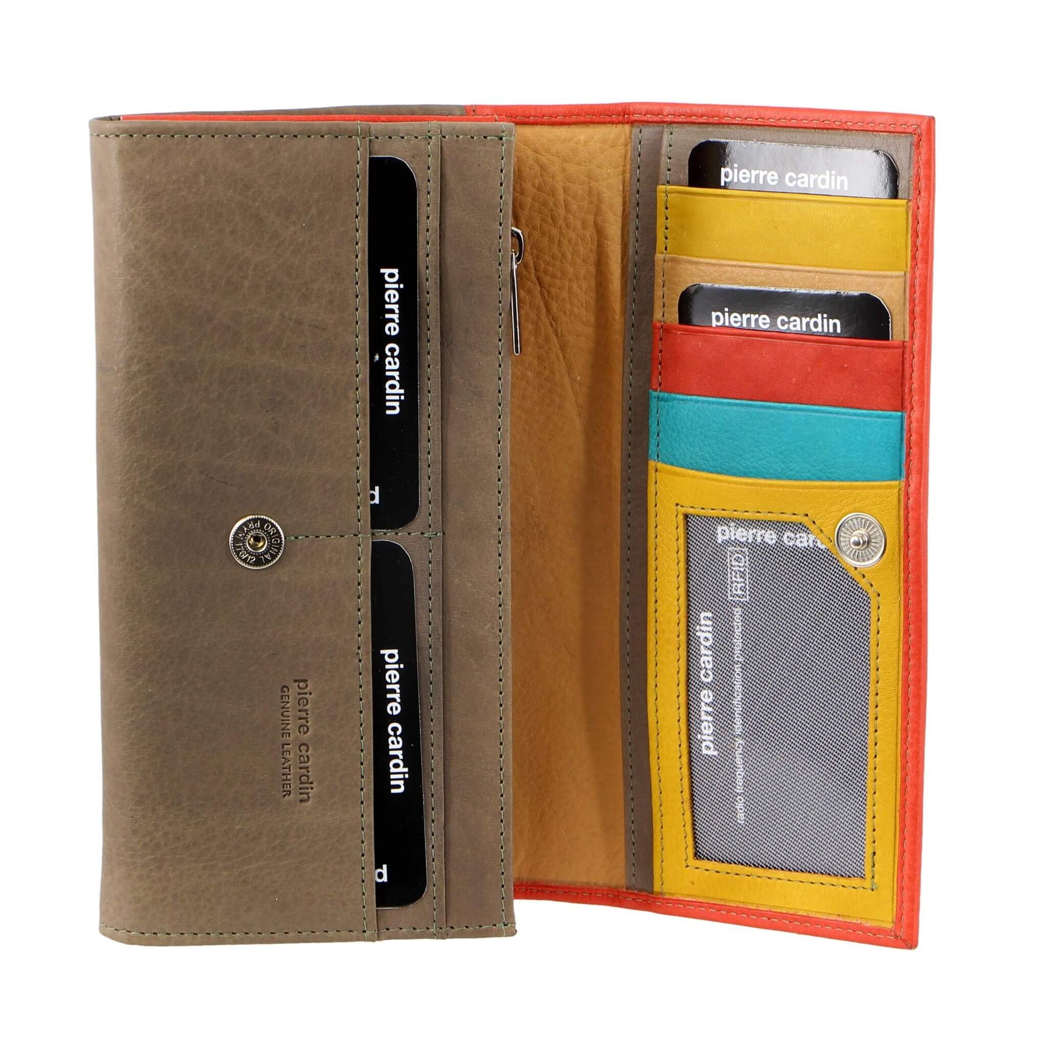 Pierre Cardin Multi-Colour Ladies Italian Leather Wallet in Orange