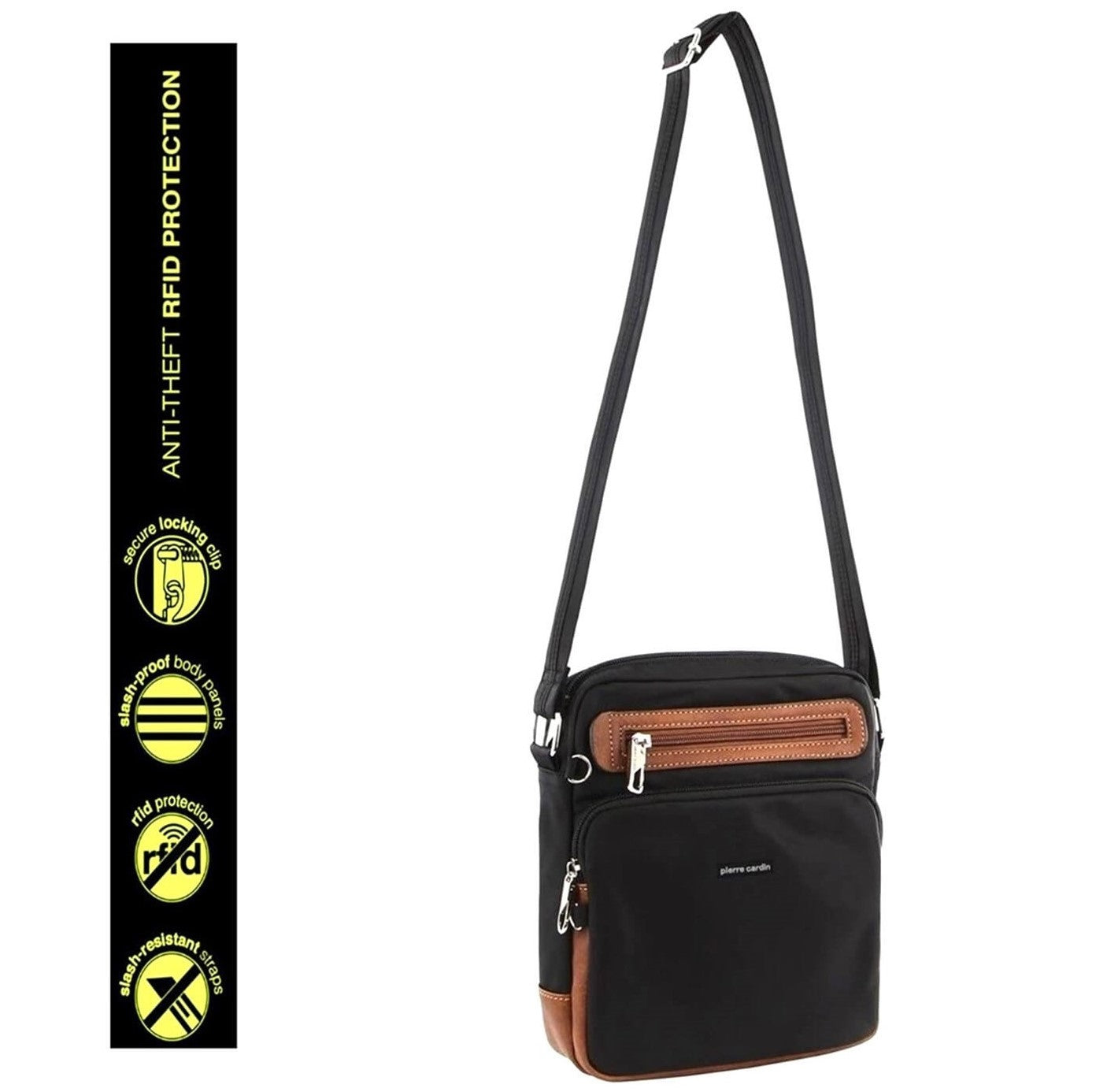 Pierre Cardin PC3265 Nylon Anti-Theft 2-Tone Cross Body-bag/Black