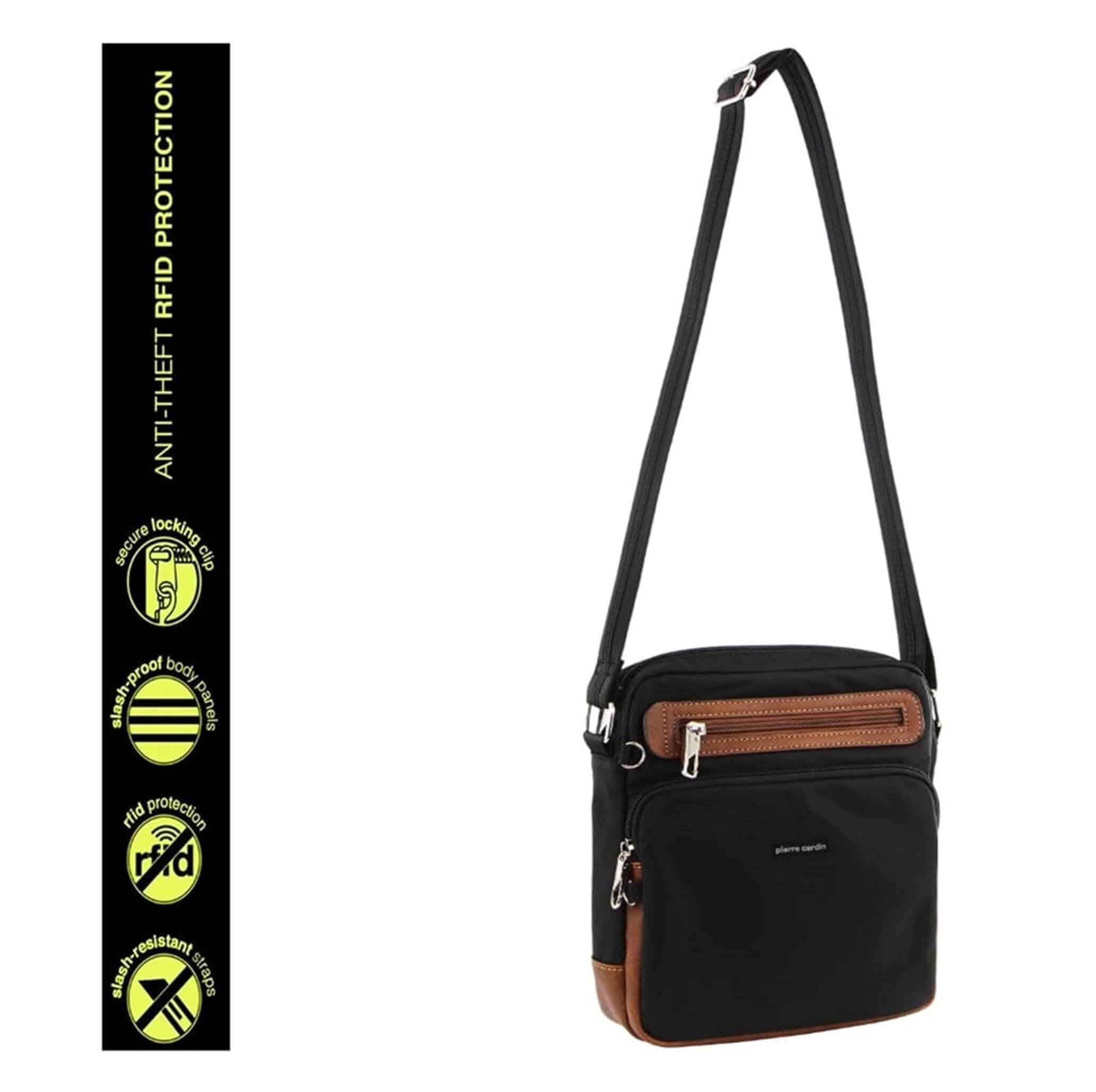 Pierre Cardin PC3265 Nylon Anti-Theft 2-Tone Cross Body-bag/Black