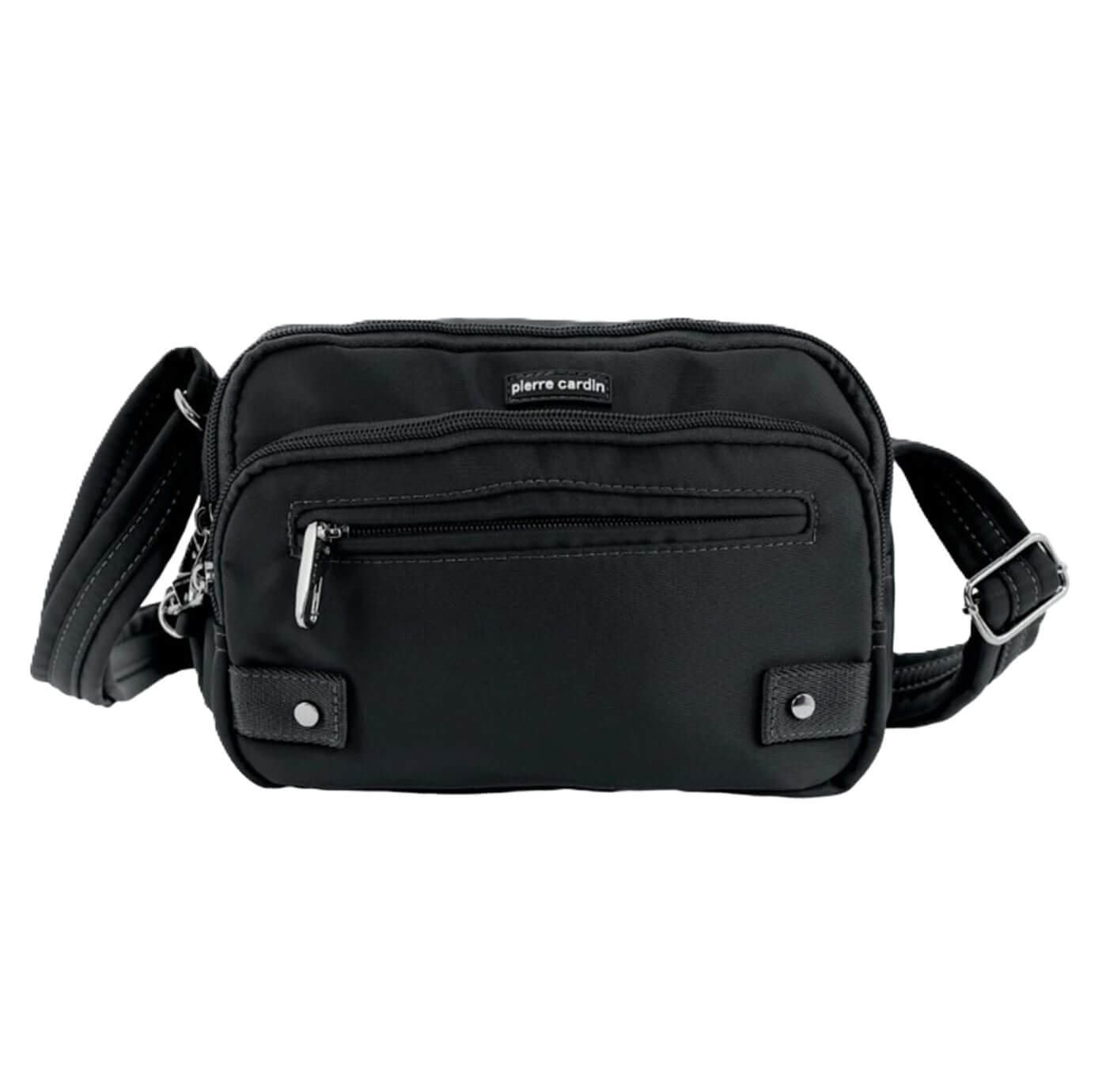 Pierre Cardin Ladies Nylon Anti-Theft RFID Crossbody Bag in Black