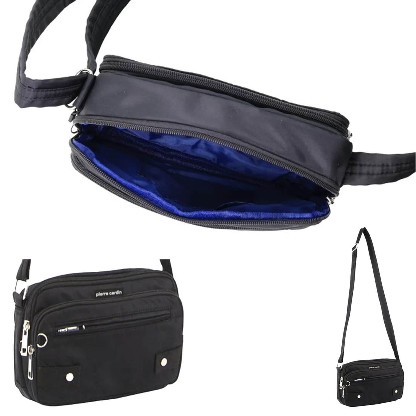 Pierre Cardin Ladies Nylon Anti-Theft RFID Crossbody Bag in Black