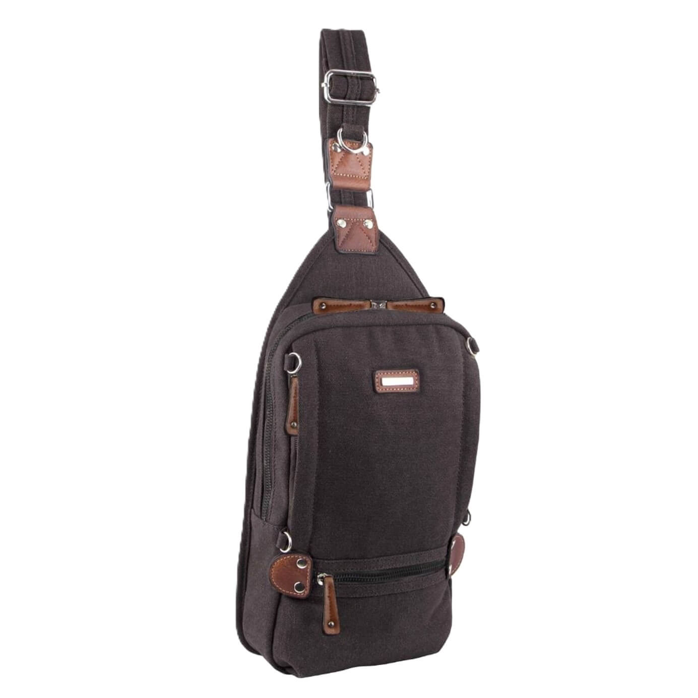 Pierre Cardin Canvas-Leather Crossbody Sling Bag in Black