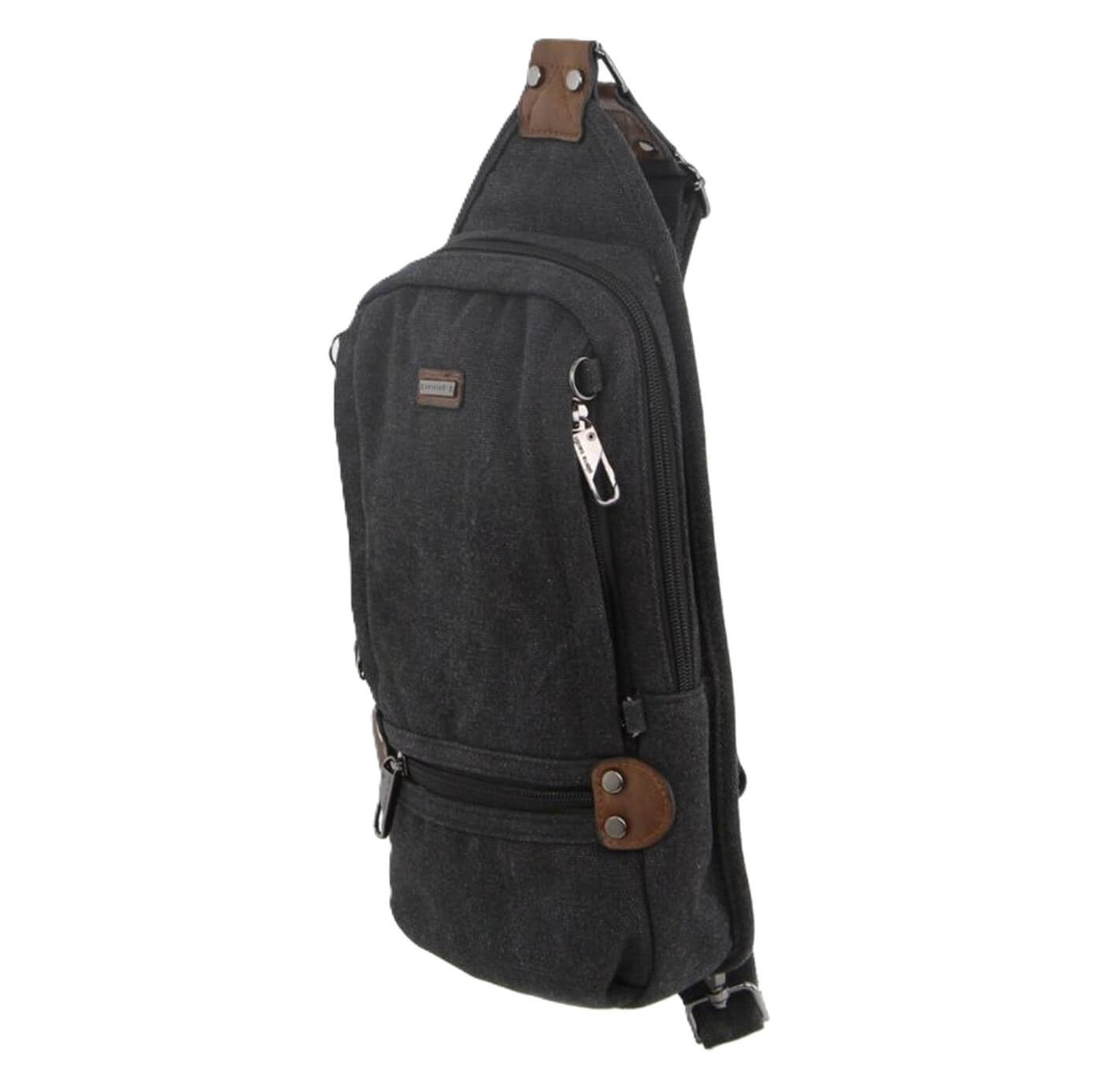 Pierre Cardin Canvas-Leather Crossbody Sling Bag in Black