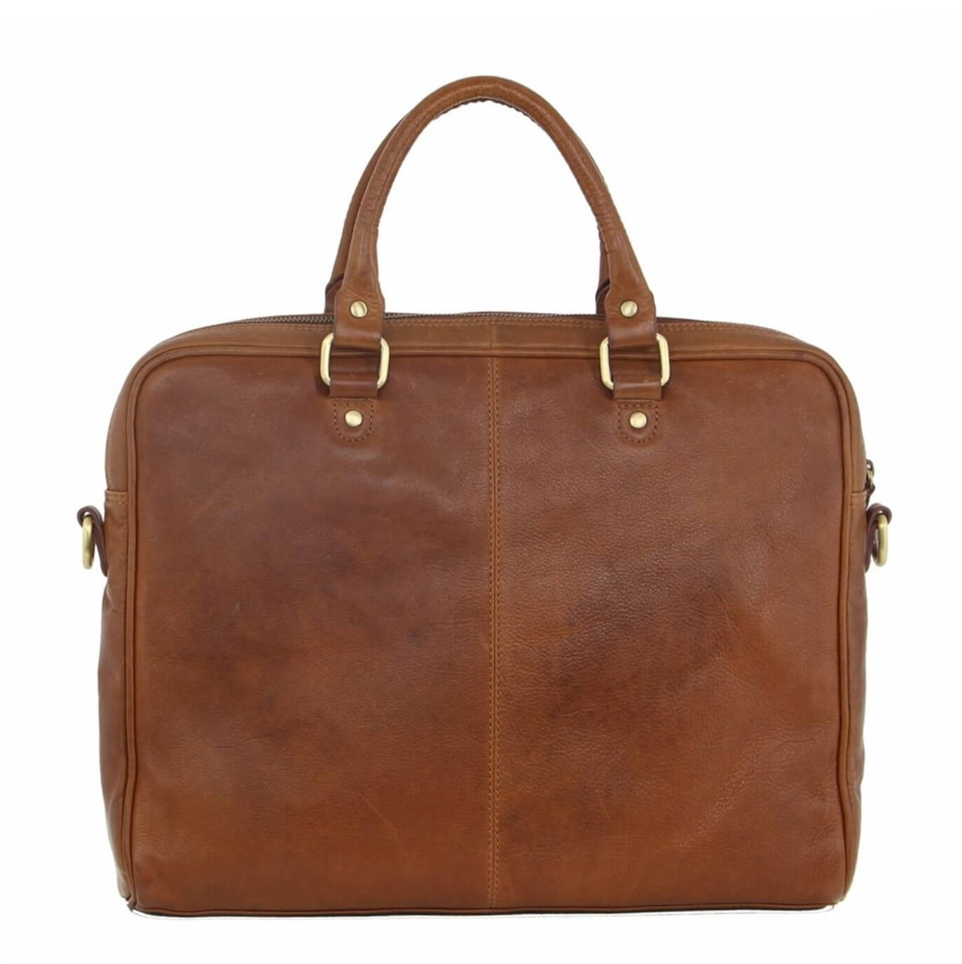 Pierre Cardin Italian Rustic Leather Laptop Bag in Tan