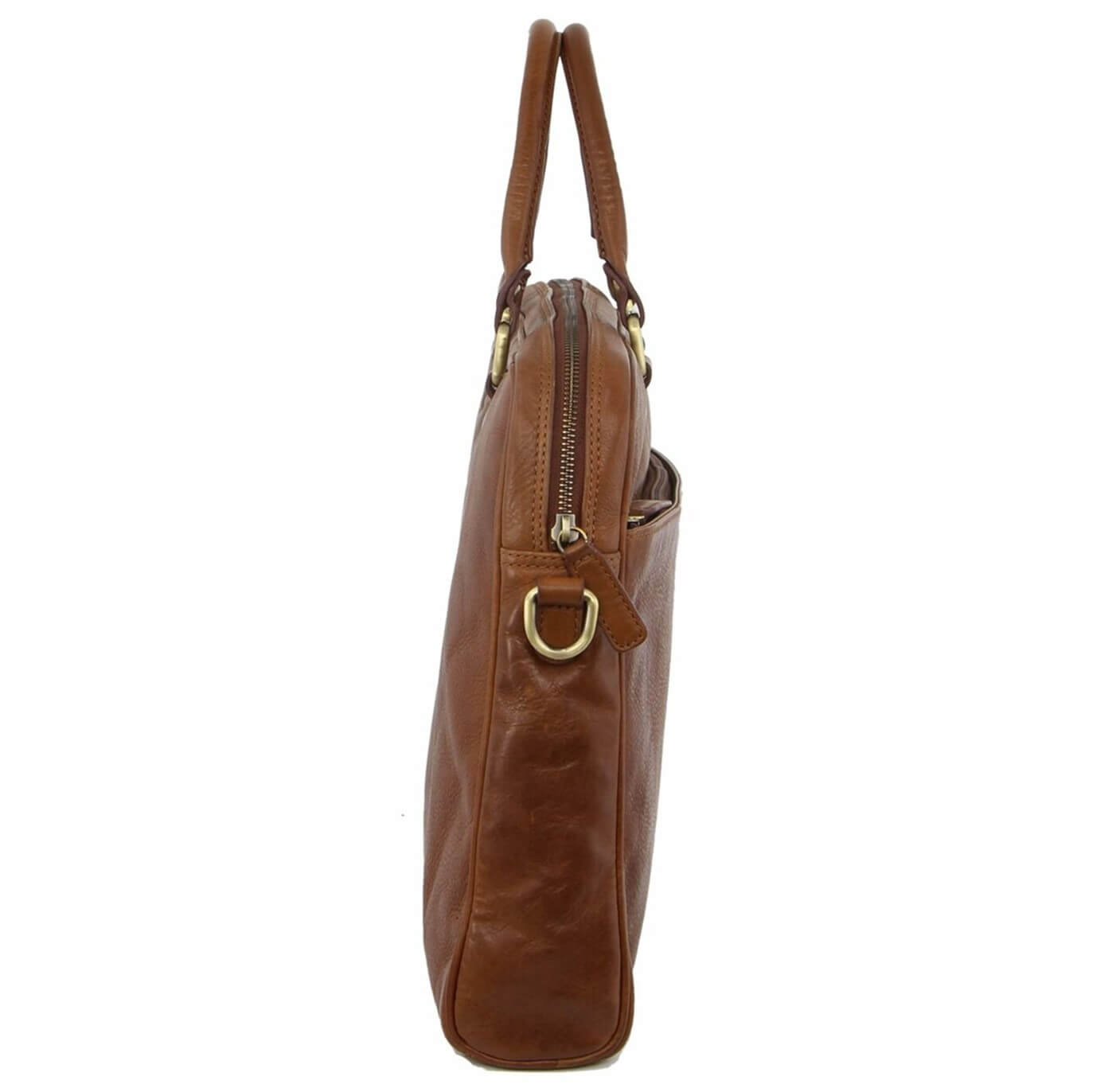 Pierre Cardin Italian Rustic Leather Laptop Bag in Tan