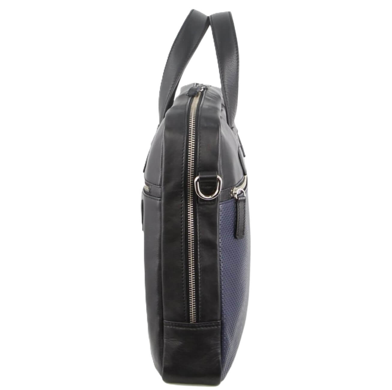 Pierre Cardin Men’s Leather Laptop-Business Bag in Black & Navy