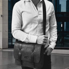 Pierre Cardin Crumple Leather Computer Bag-Satchel