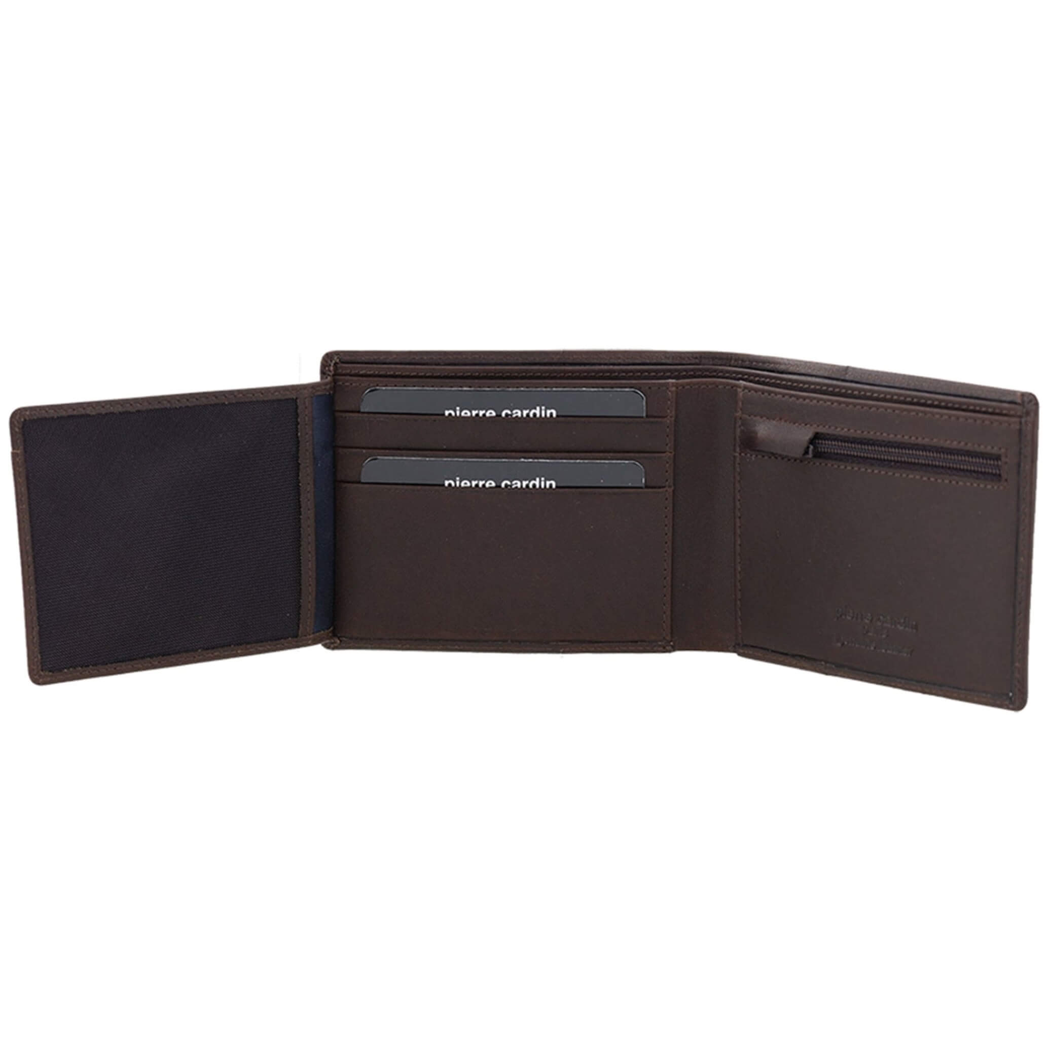 Pierre Cardin Men’s Italian Leather Tri-fold Wallet in Chocolate