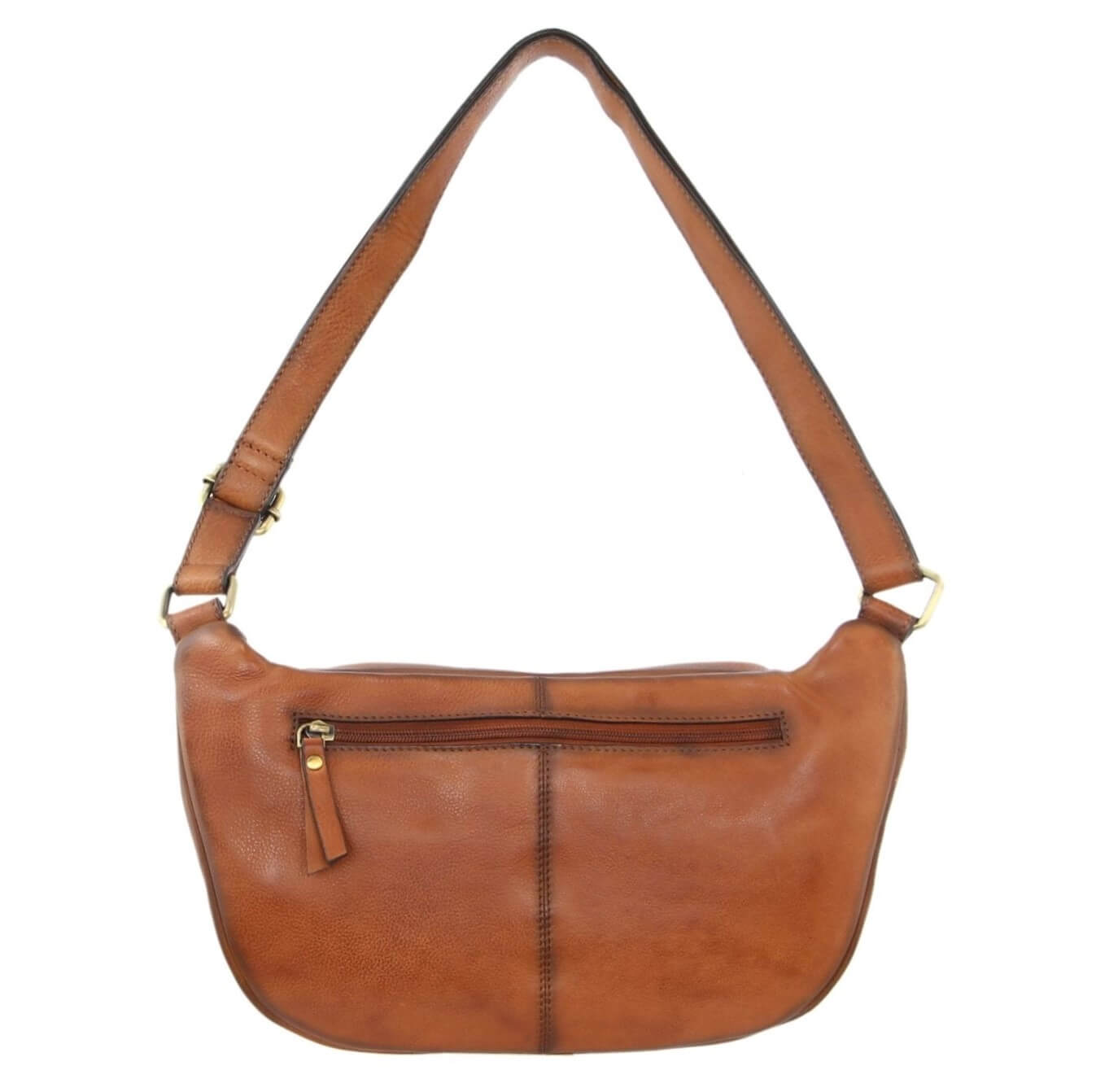 Pierre Cardin Unisex Burnished Leather Sling Bag in Cognac