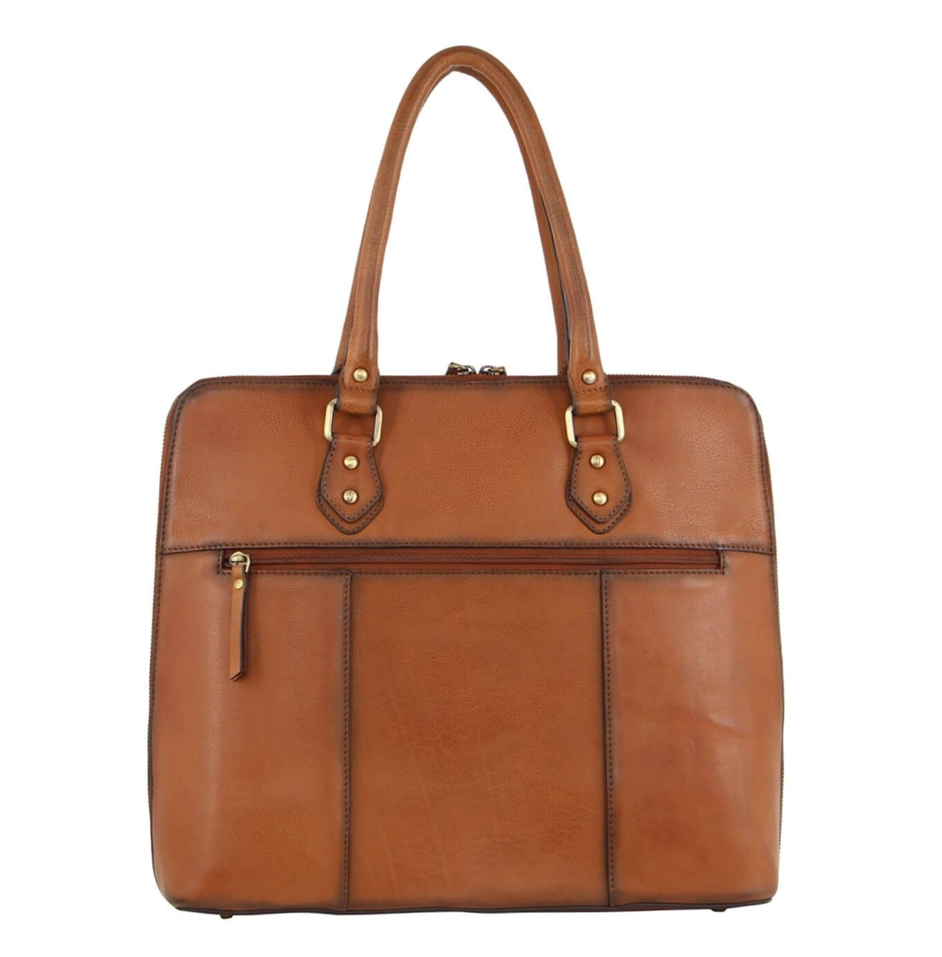 Pierre Cardin Burnished Leather Ladies Computer Bag in Cognac