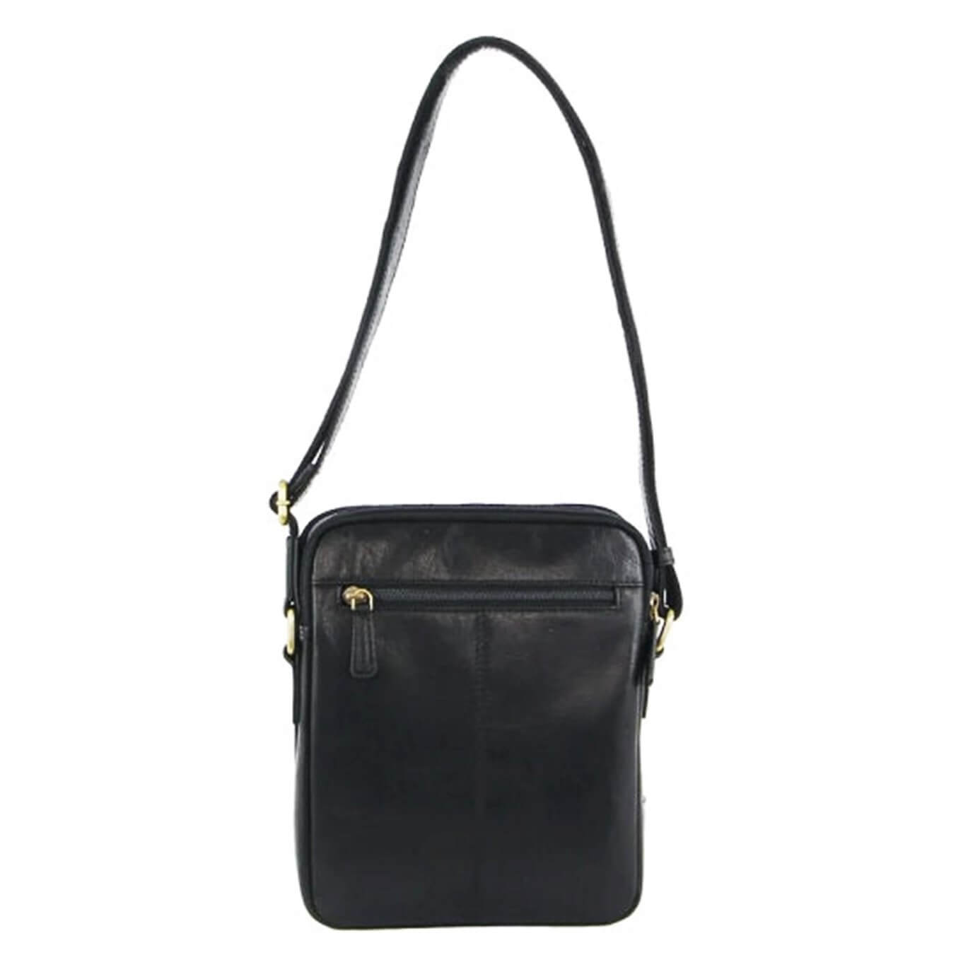 Pierre Cardin Men's Rustic Leather Crossbody Bag in Black