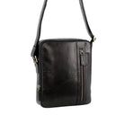 Pierre Cardin Men's Rustic Leather Crossbody Bag in Black