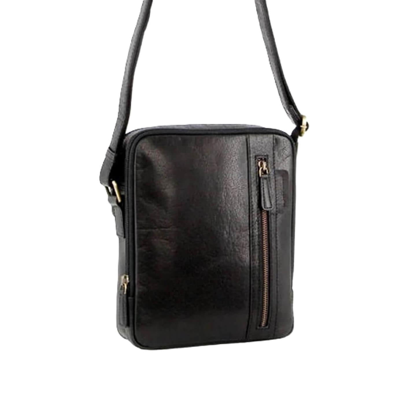 Pierre Cardin Men's Rustic Leather Crossbody Bag in Black