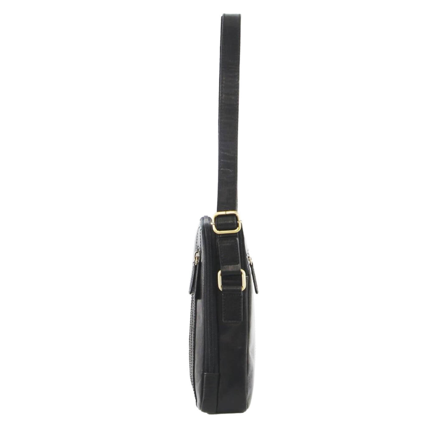 Pierre Cardin Men's Rustic Leather Crossbody Bag in Black