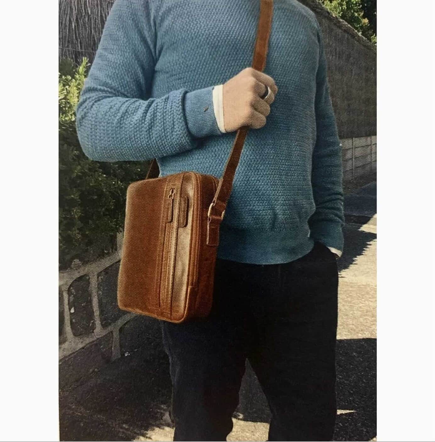 Pierre Cardin Leather Crossbody Bag-Tan