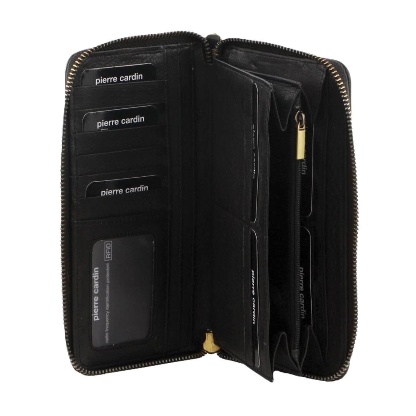 Pierre Cardin Women’s Leather Zip-around Wallet in Black