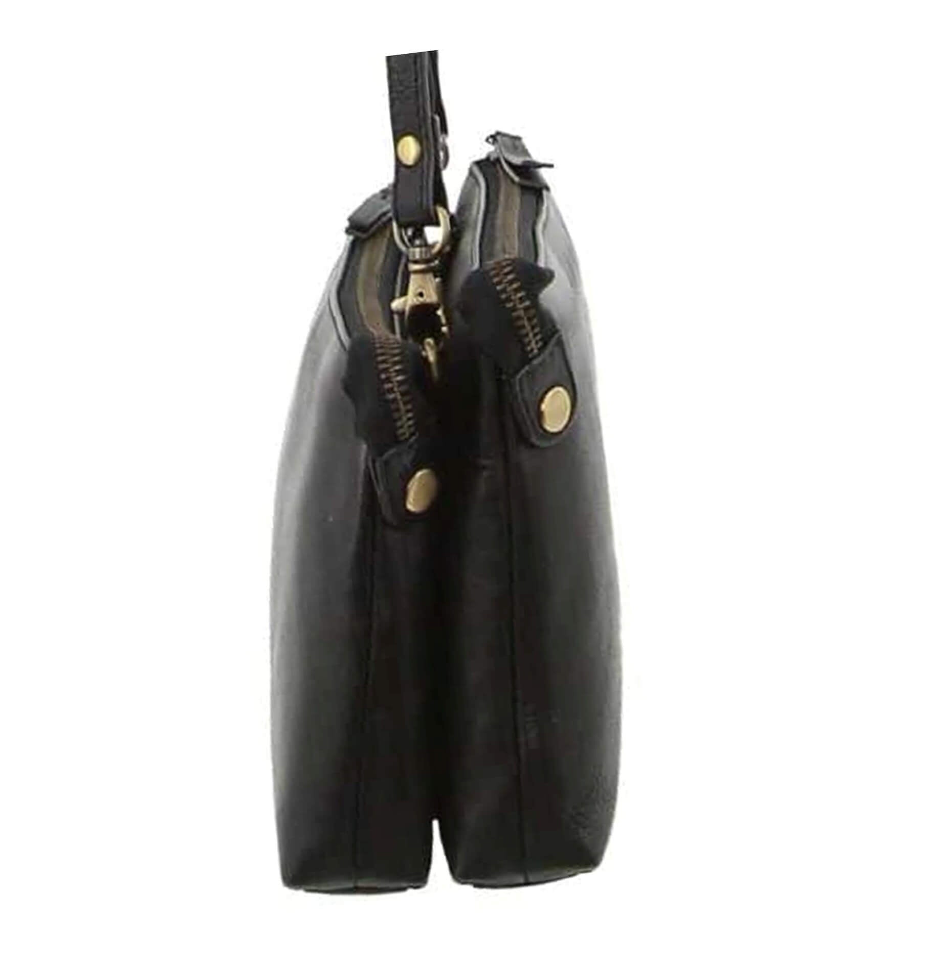 Pierre Cardin Italian Leather Ladies Crossbody Bag in Black