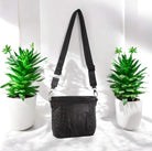 Pierre Cardin Black Leather Crossbody Bag with Webbing Strap