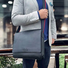 Pierre Cardin PC3700 Leather Flap-Over Computer-Bag/Navy