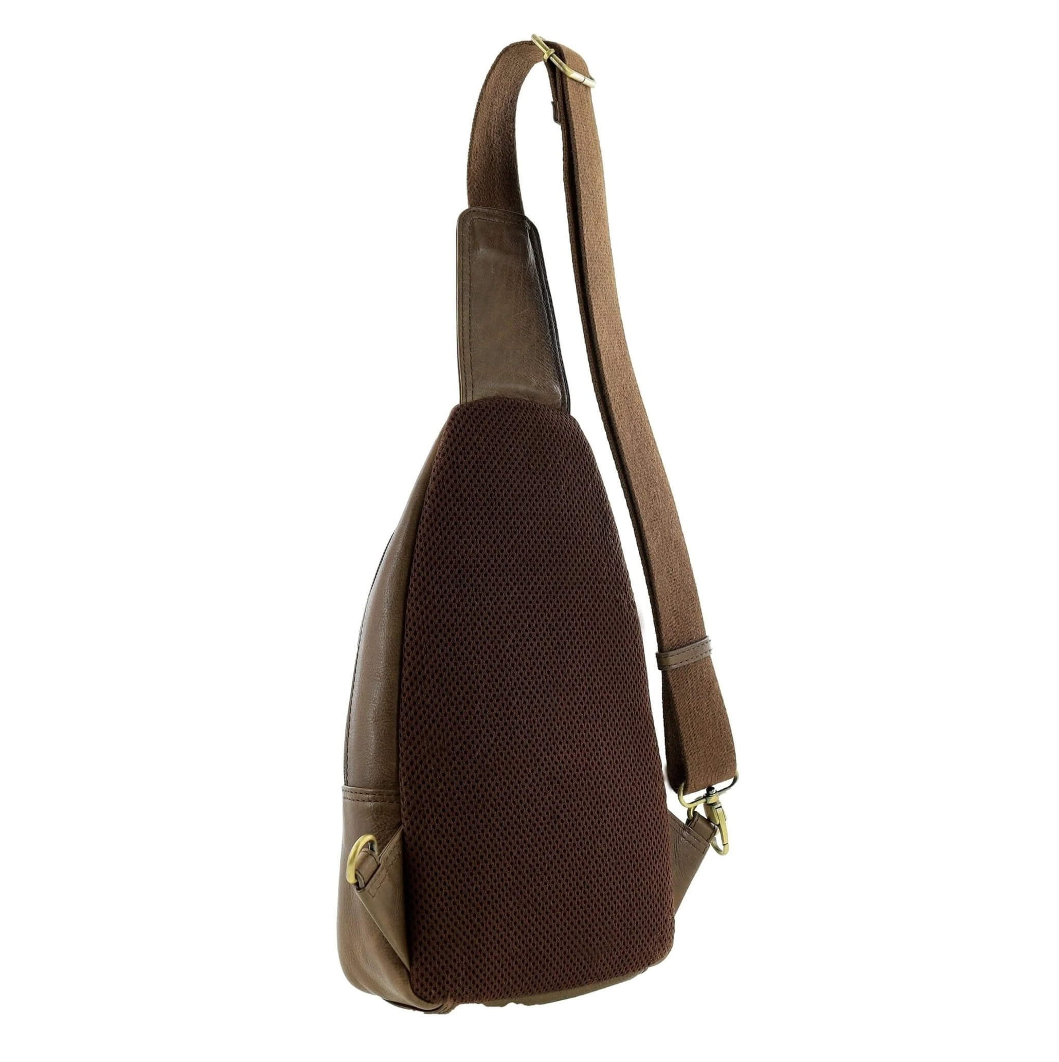 Pierre Cardin Mens Italian Leather Sling Bag in Oak
