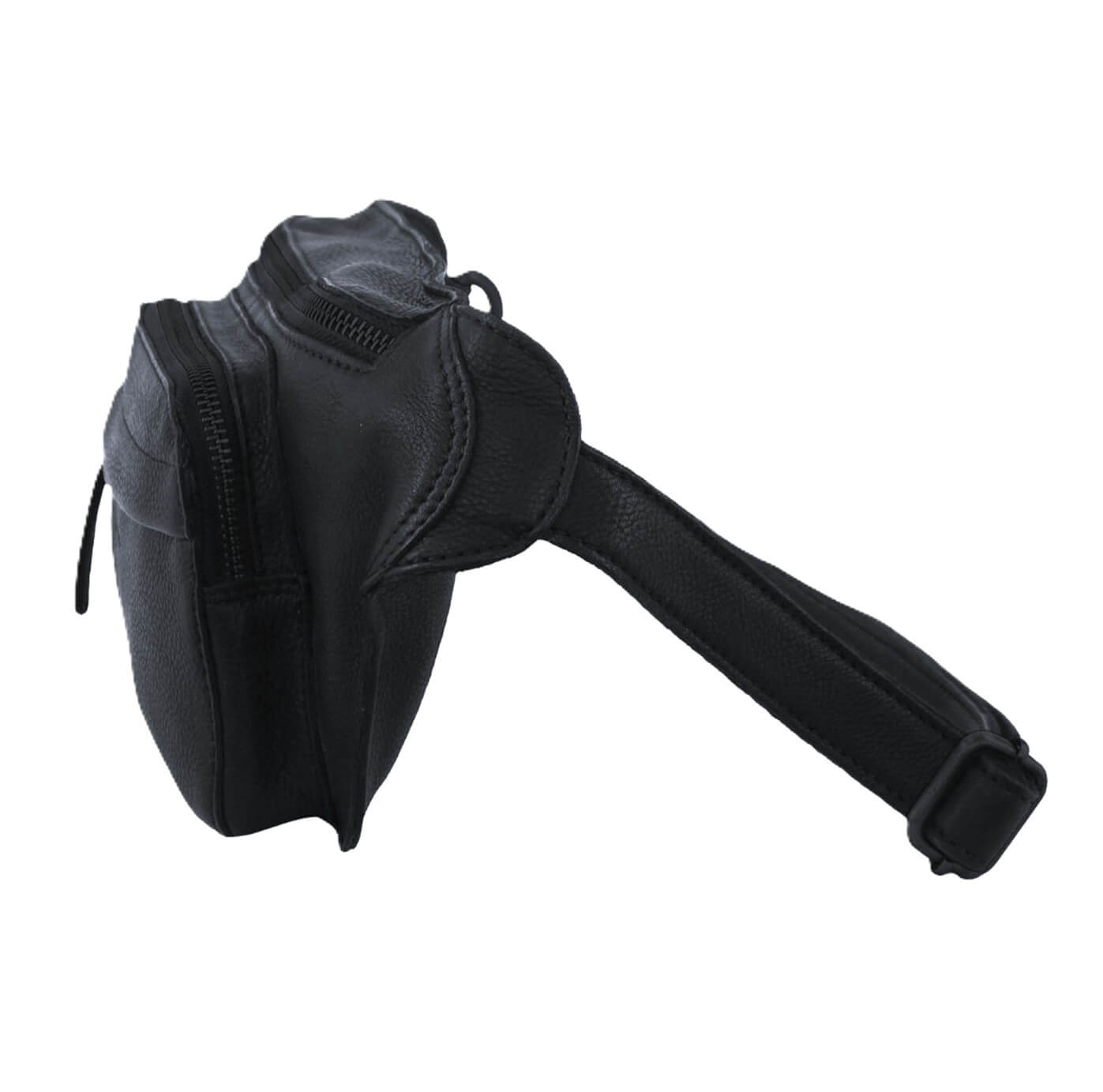 Pierre Cardin Unisex Italian Rustic Leather Belt Bag in Black