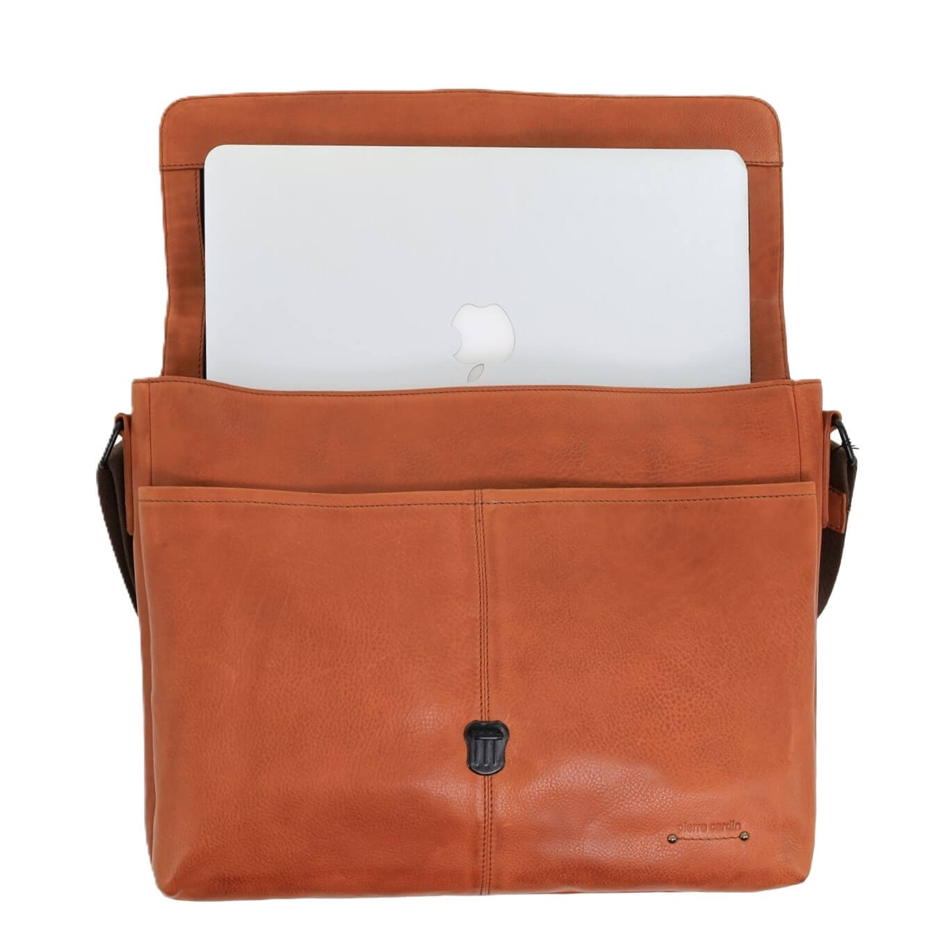 Pierre Cardin PC3721 Leather Flap-Over Computer-Bag/Cognac