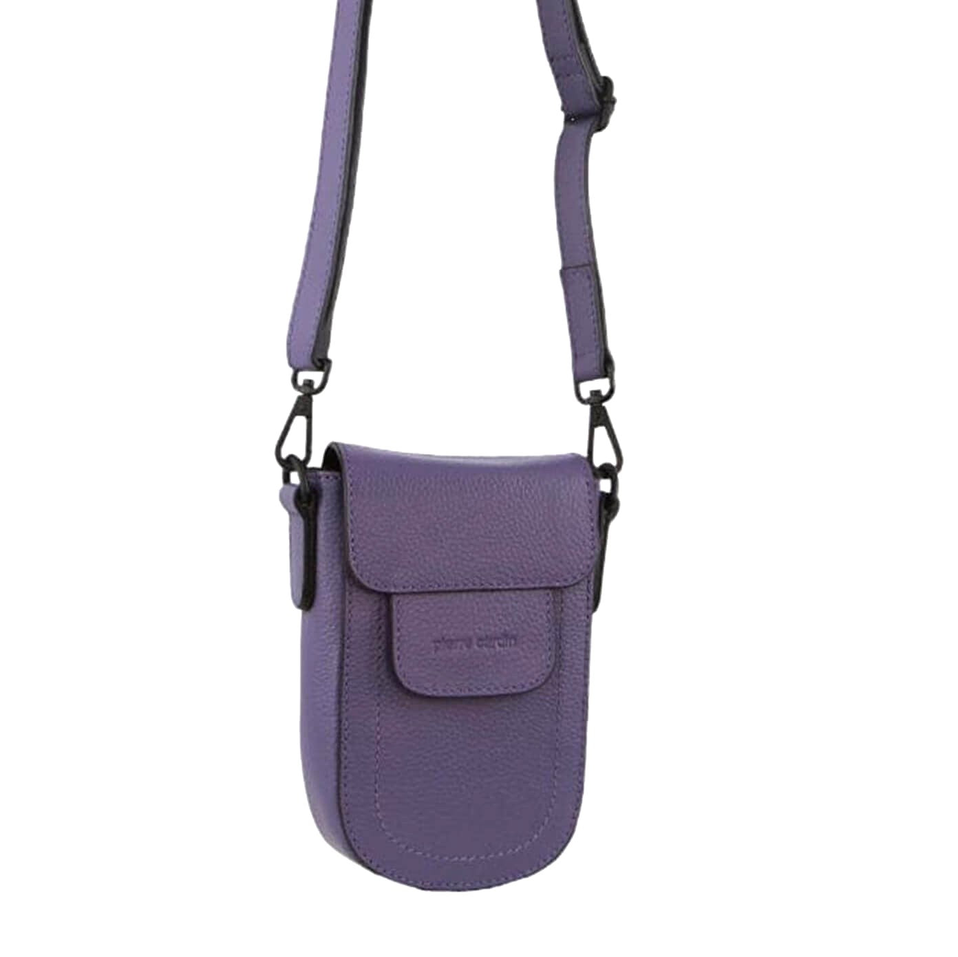 Pierre Cardin Ladies Rustic Leather Phone Bag in Purple