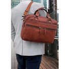 Pierre Cardin PC3763 Multi-Compartment Leather Computer Bag/Cognac
