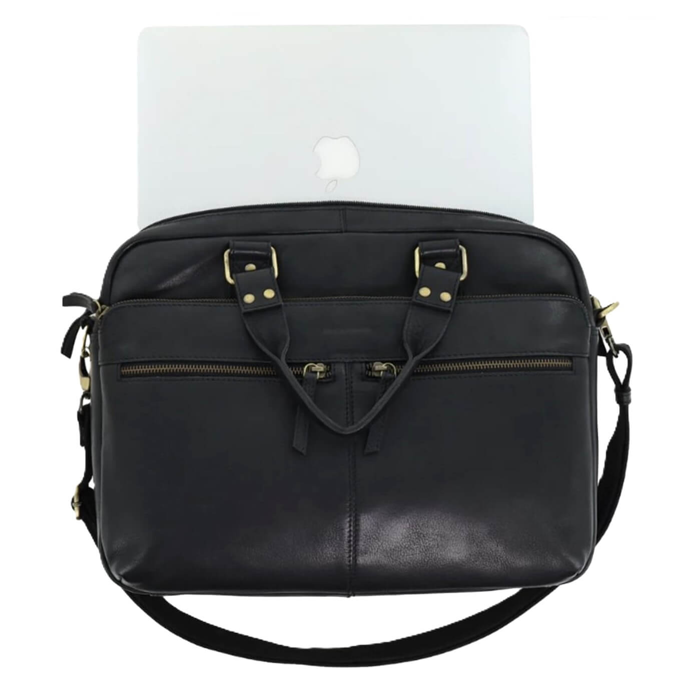 Pierre Cardin PC3763 Multi-Compartment Leather Computer Bag/Black