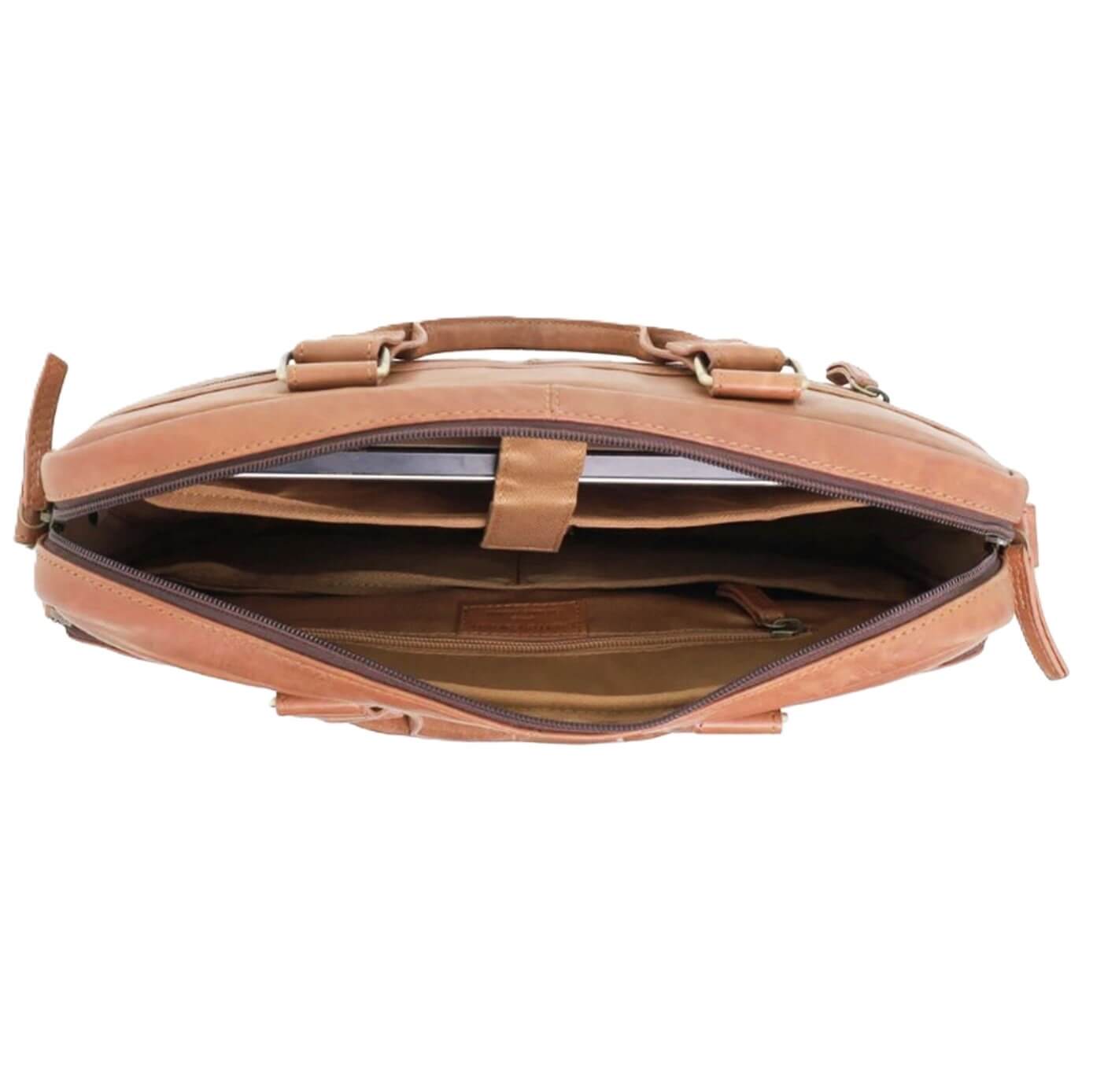 Pierre Cardin PC3763 Multi-Compartment Leather Computer Bag/Cognac