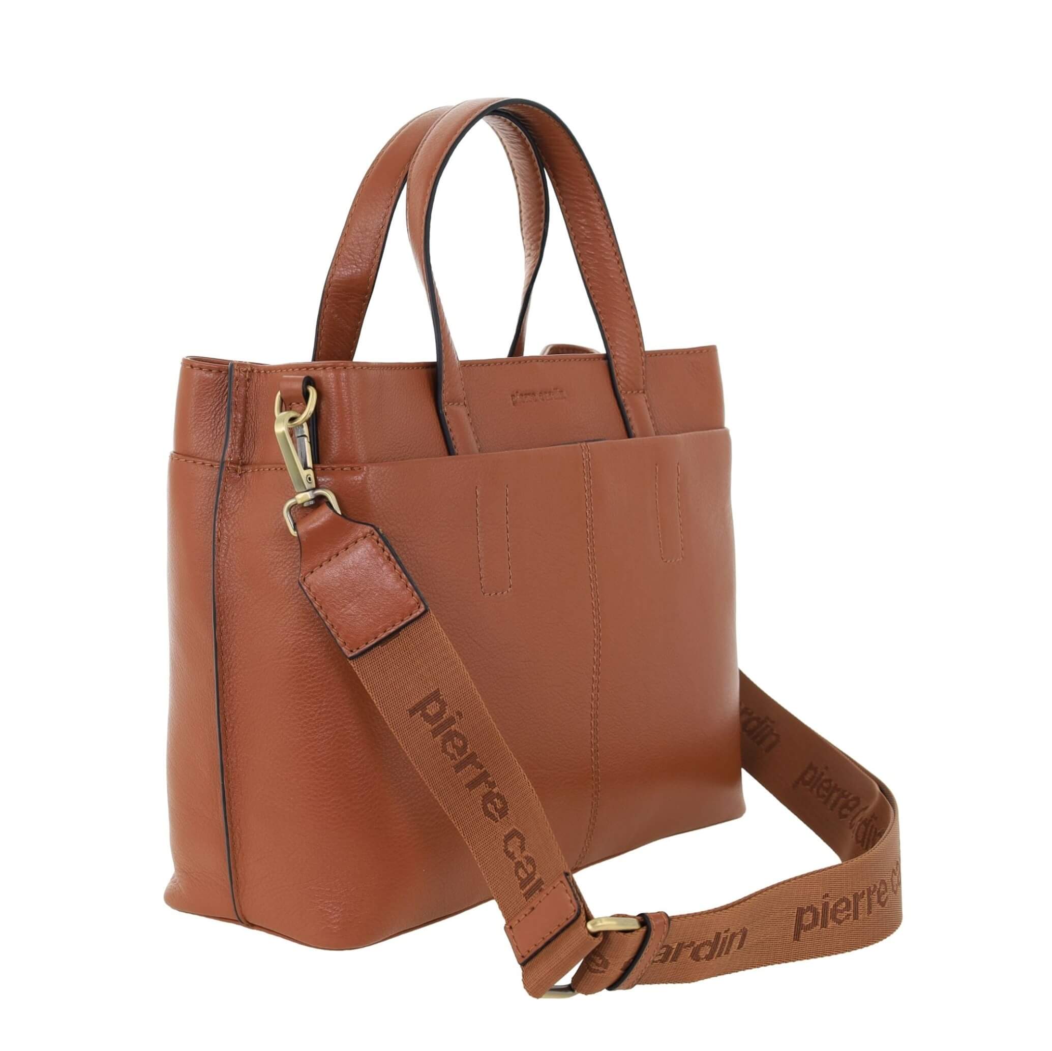 Pierre Cardin Ladies Italian Leather Crossbody Bag in Tan