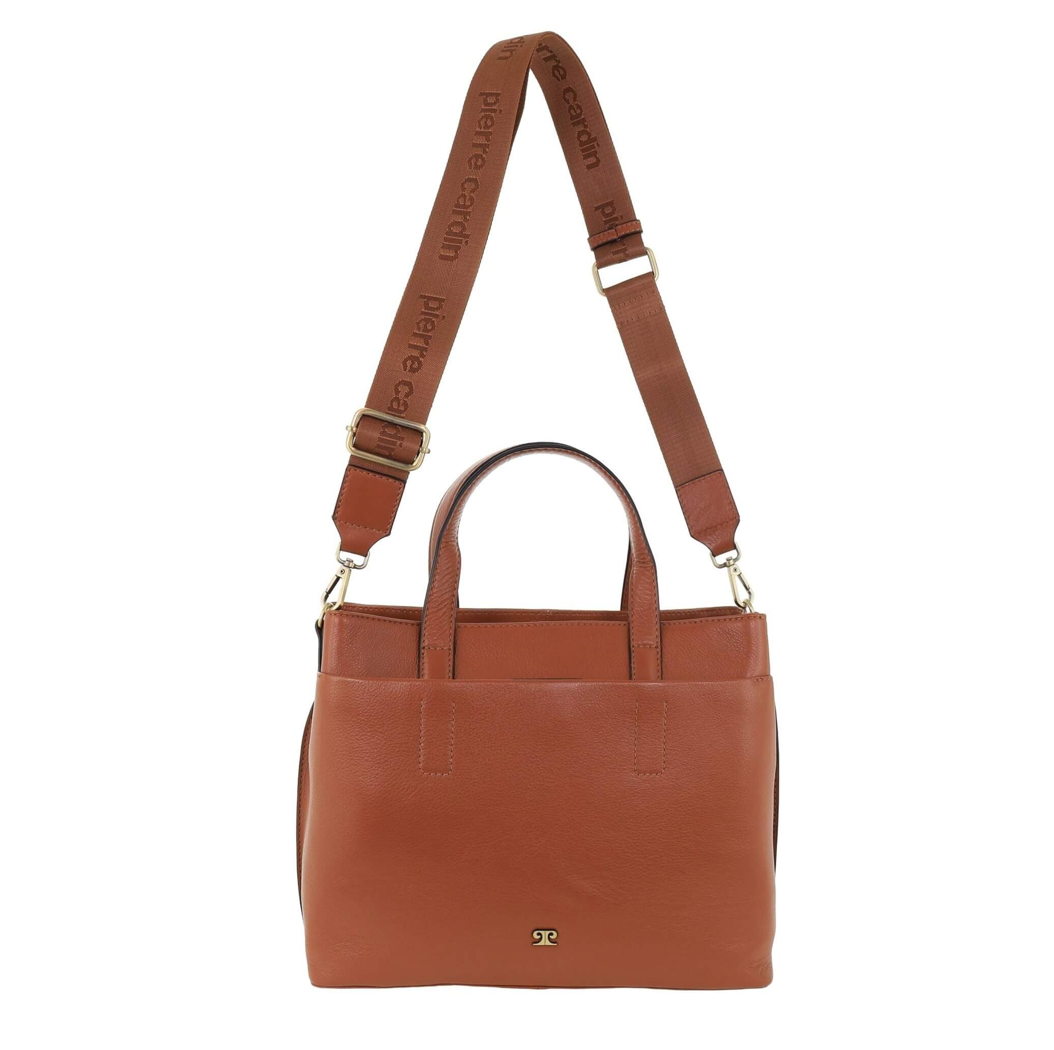 Pierre Cardin Ladies Italian Leather Crossbody Bag in Tan