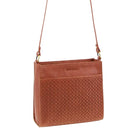 Pierre Cardin Leather Diamond Embossed Crossbody Bag in Tan