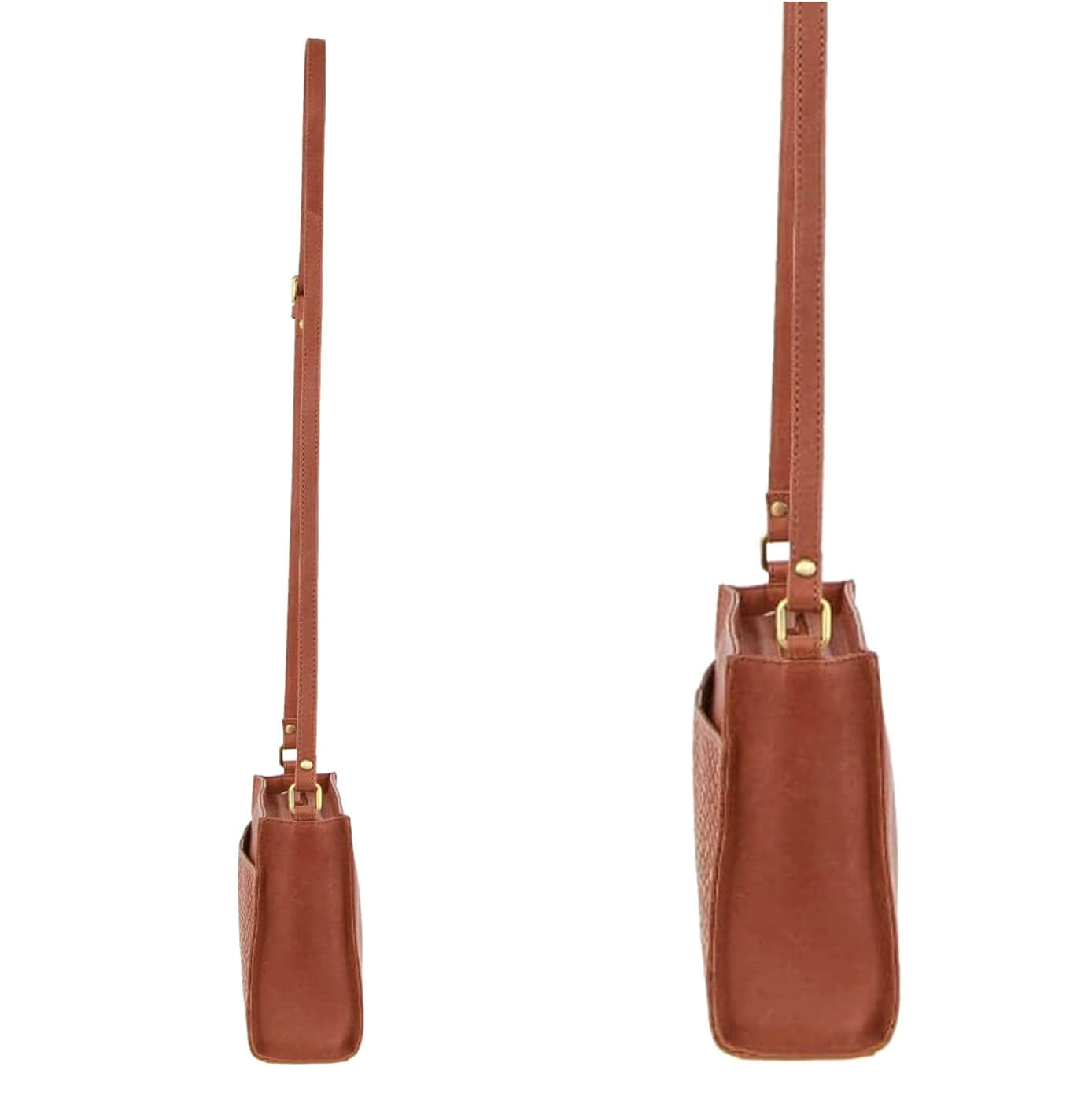Pierre Cardin Leather Diamond Embossed Crossbody Bag in Tan