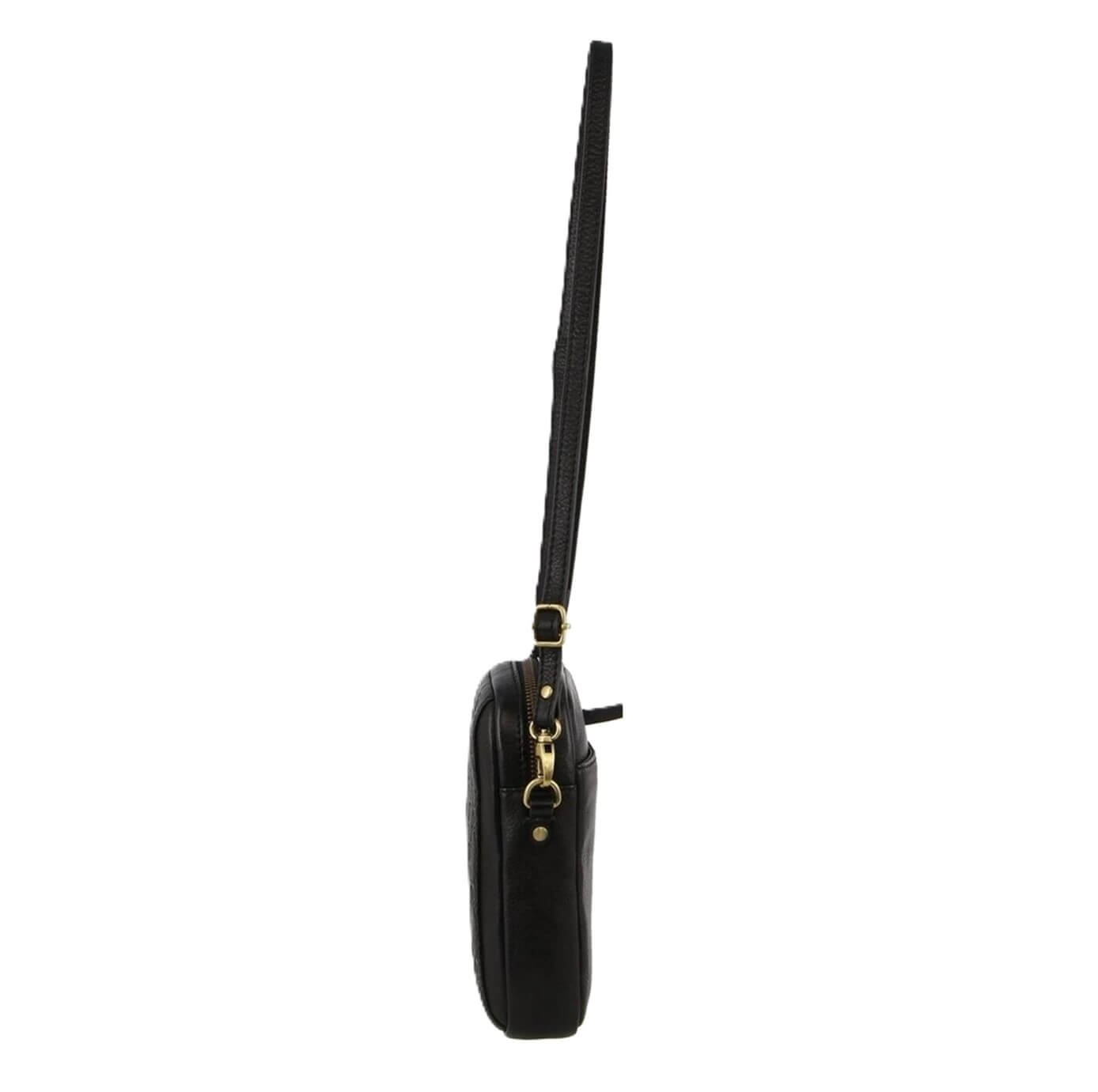 Pierre Cardin RFID Ladies Textured Leather Phone Bag in Black