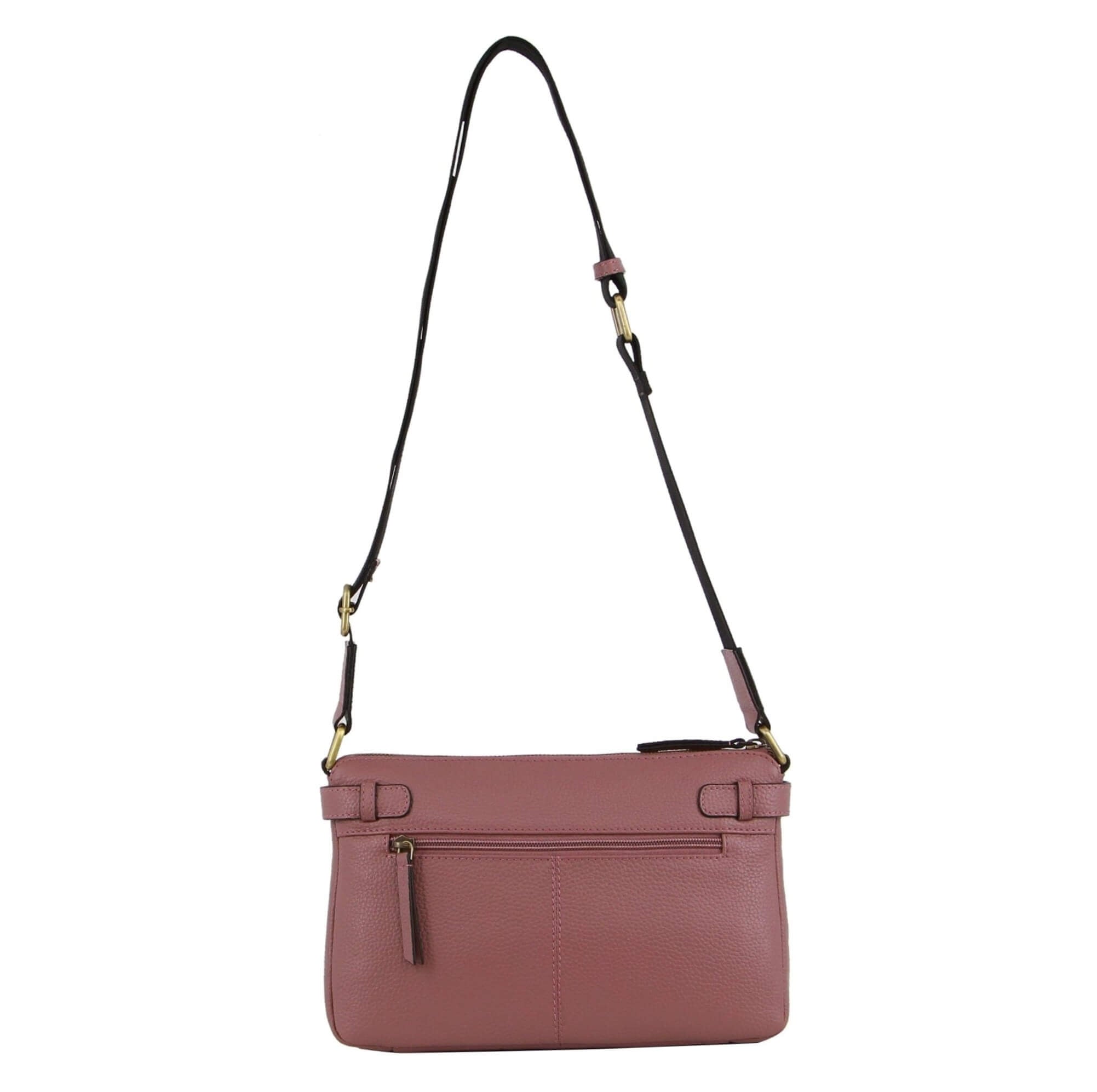 Pierre Cardin Ladies Webbing Strap Leather Handbag in Rose