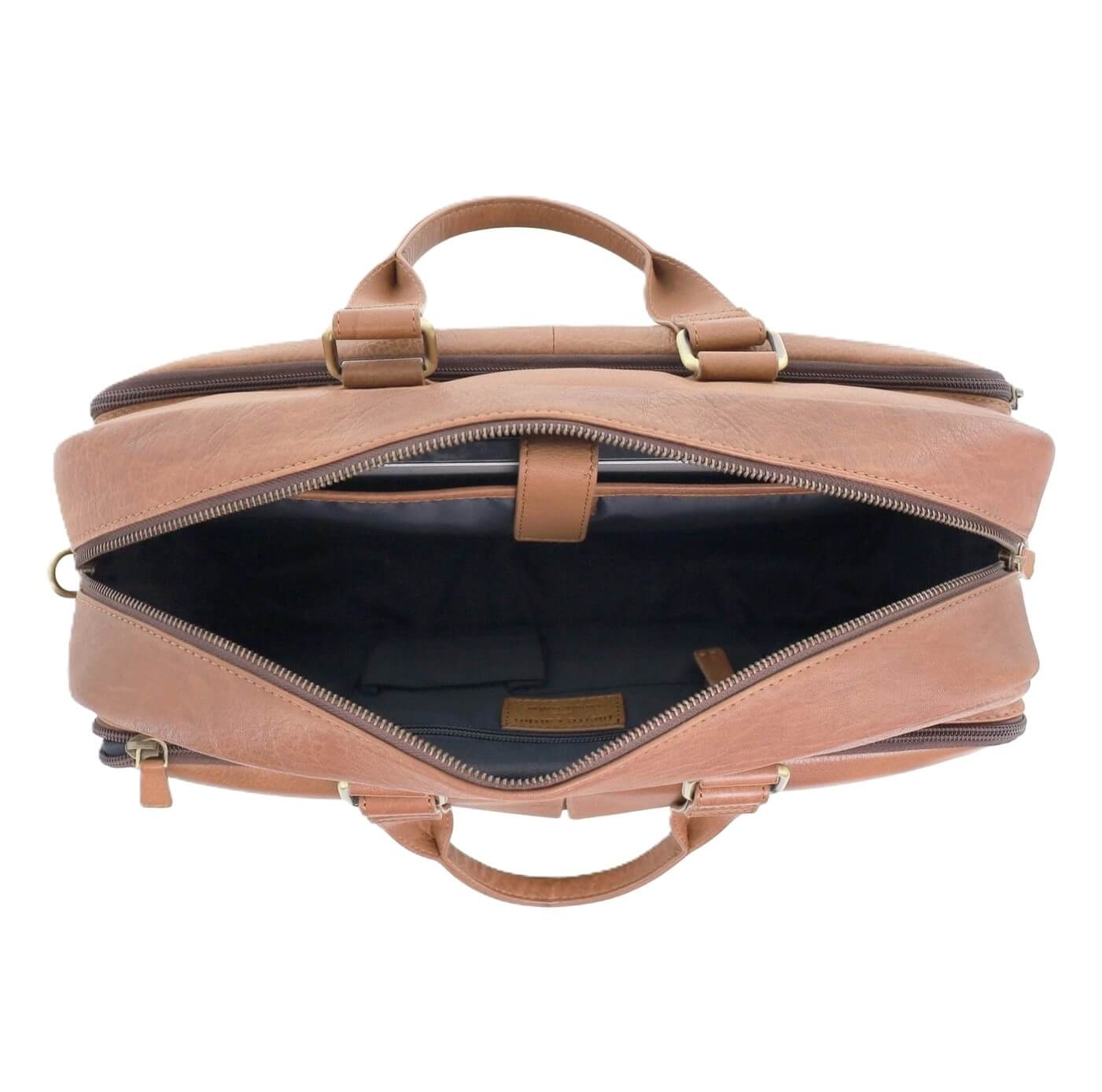 Pierre Cardin Men’s Rustic Leather Business-Laptop Bag in Cognac