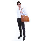 Pierre Cardin Men’s Rustic Leather Business-Laptop Bag in Cognac