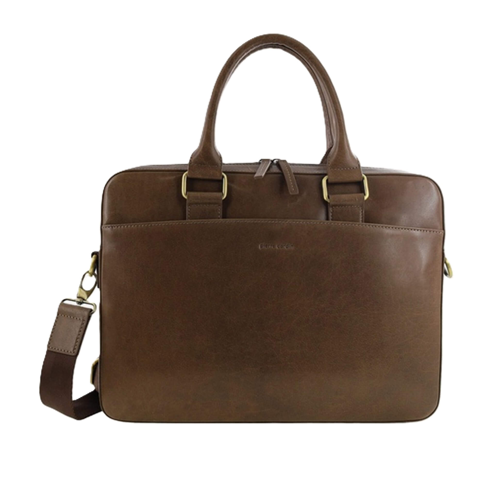 Pierre Cardin Italian Leather Business-Laptop Bag in Oak