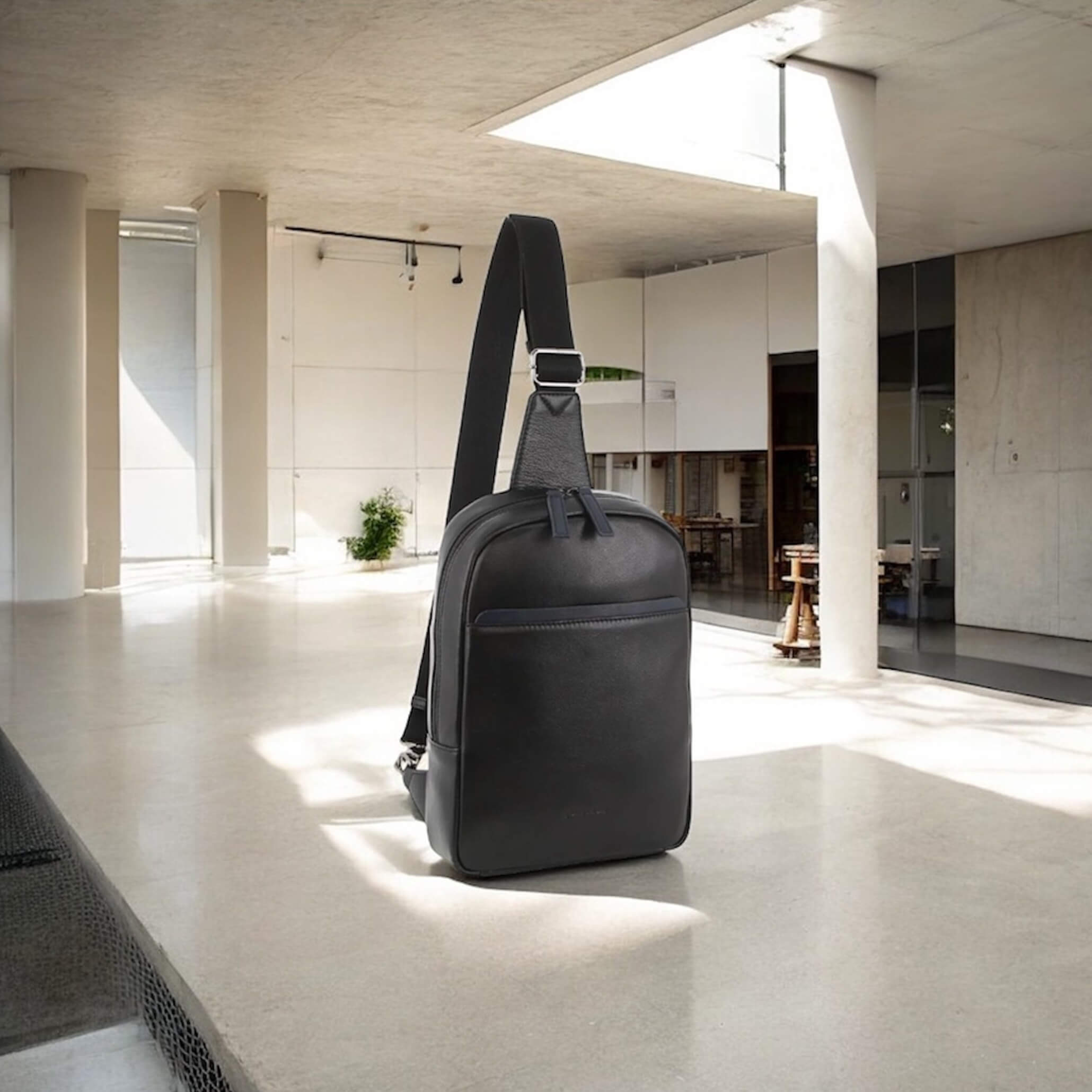 Pierre Cardin PC3825 Mens Leather 3-Way Sling Bag/Black-Navy